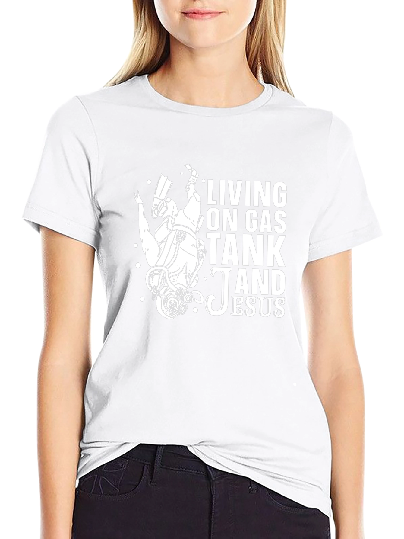 Diver Gas Tank & Jesus Graphic Tee - Black