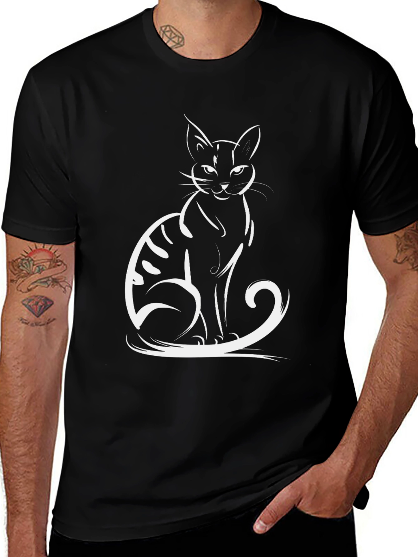 Cool Cat Graphic Tee - Black