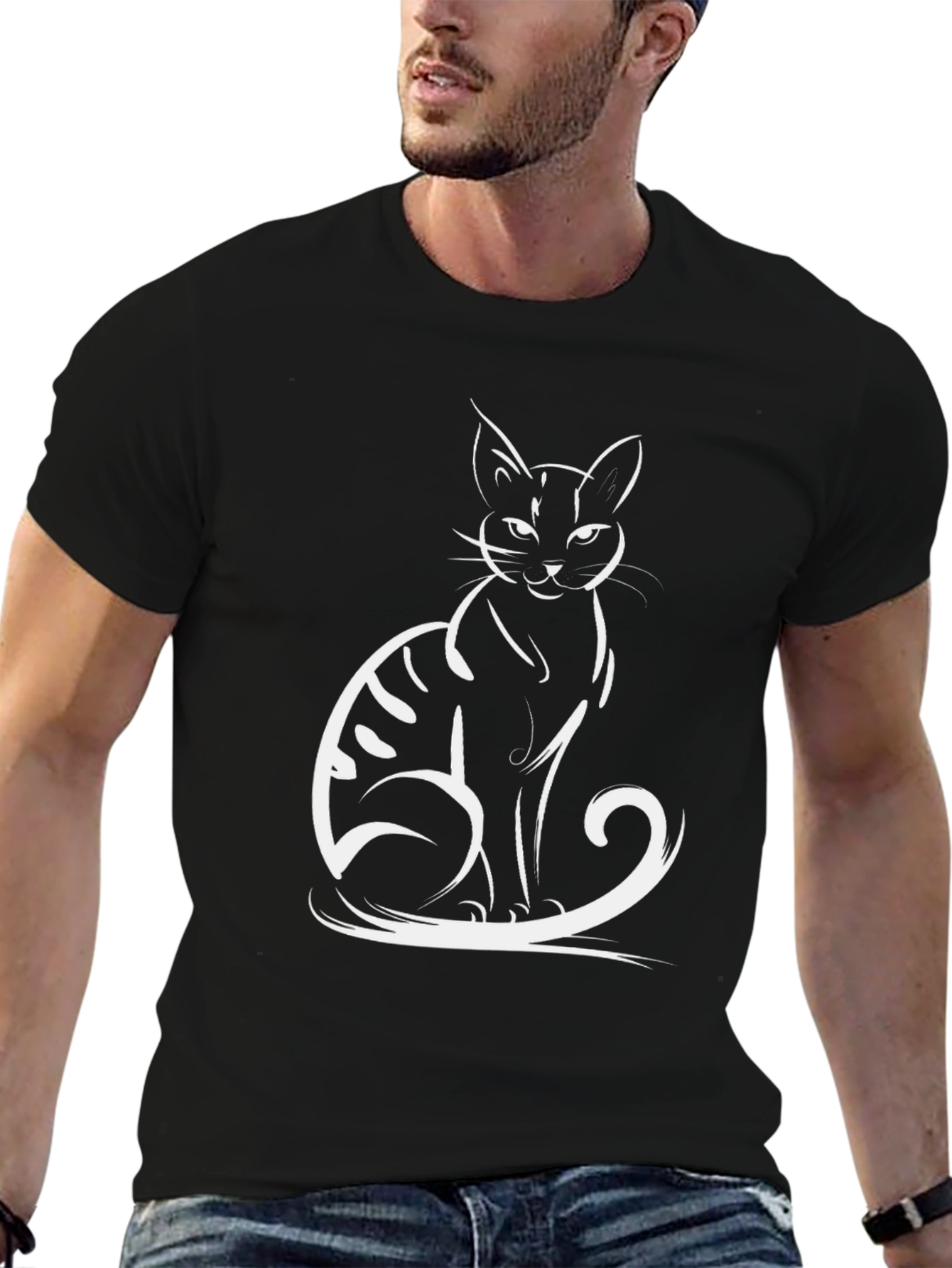 Cool Cat Graphic Tee - Black