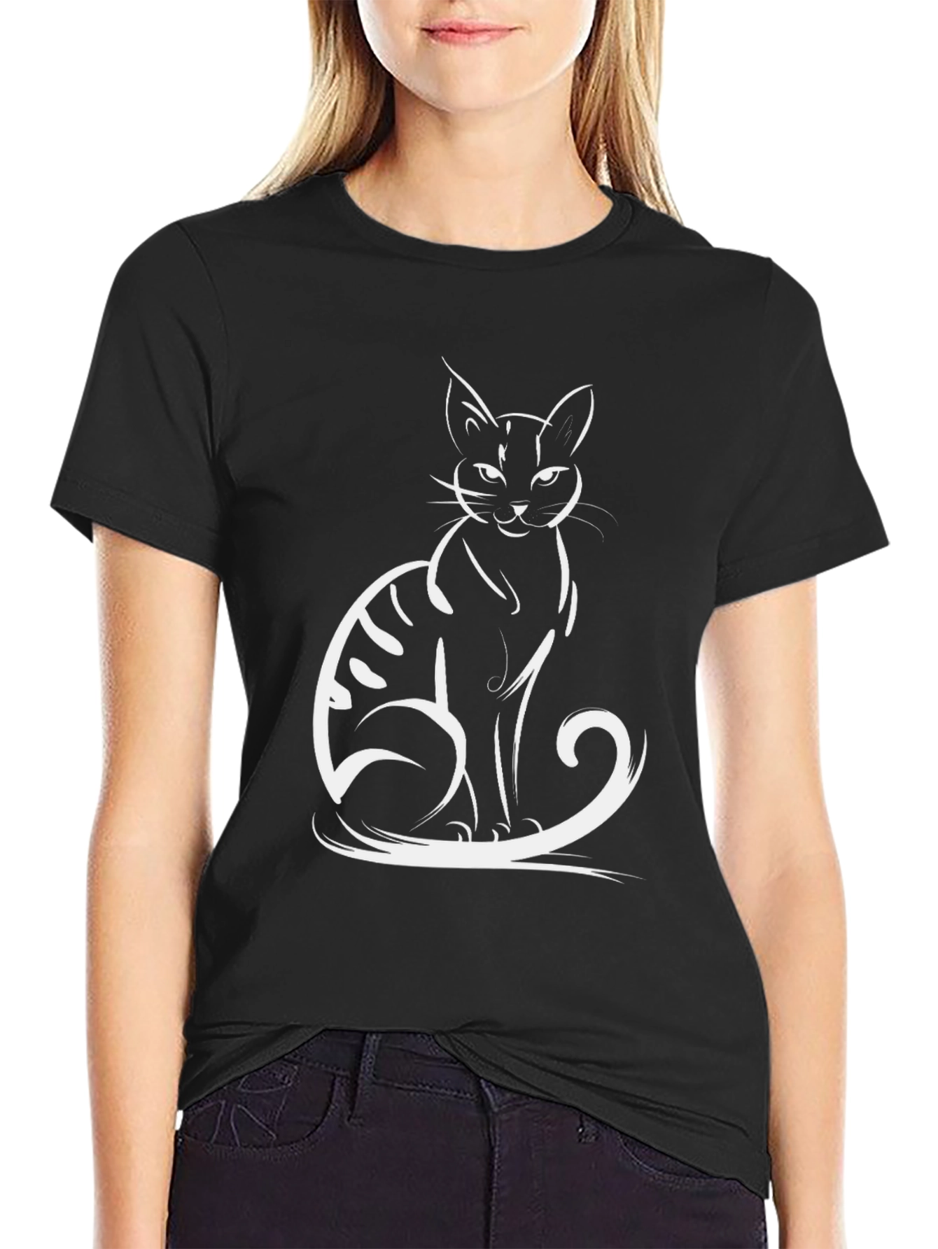 Cool Cat Graphic Tee - Black