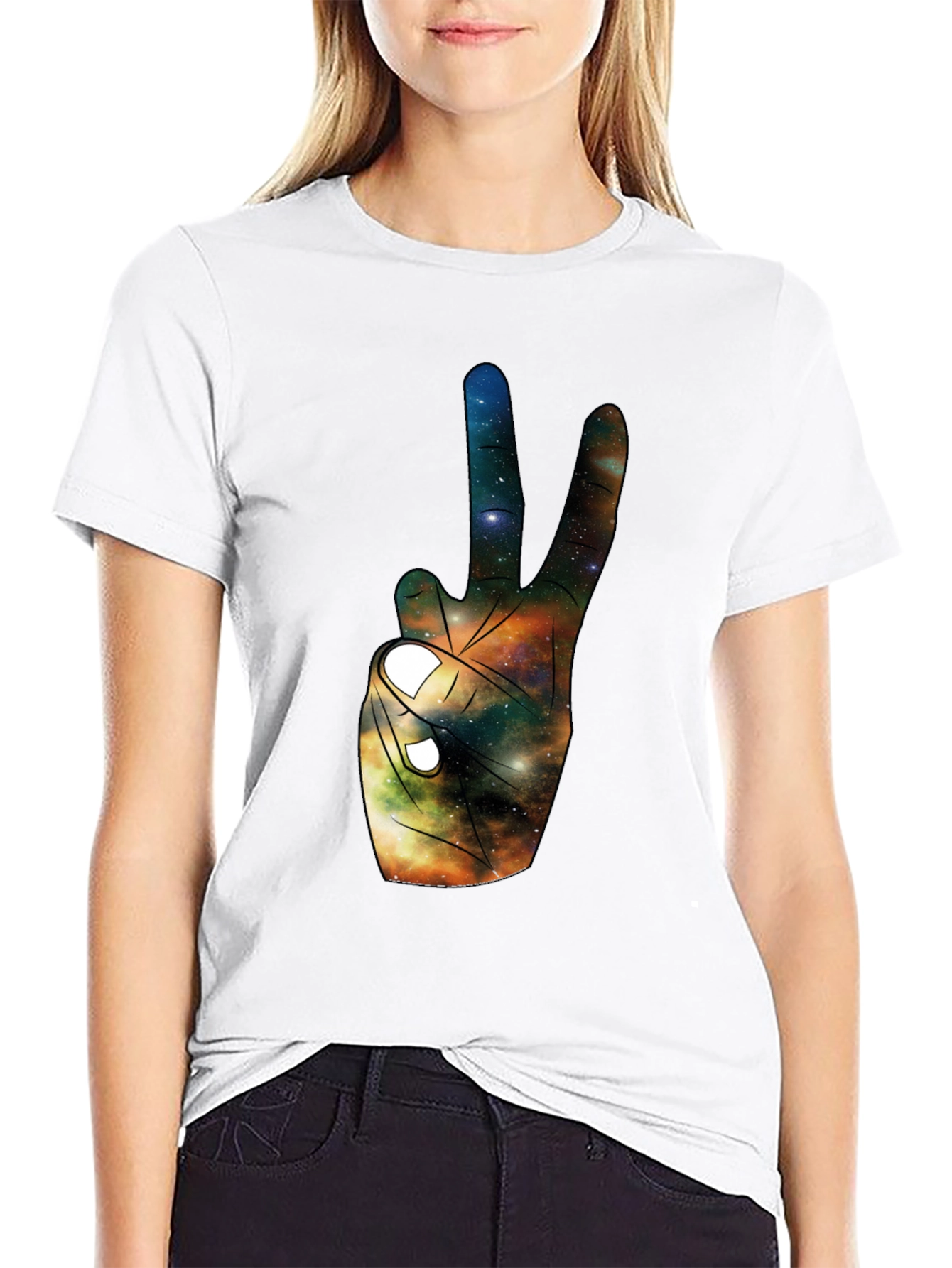 Galaxy Peace Sign Black T-Shirt