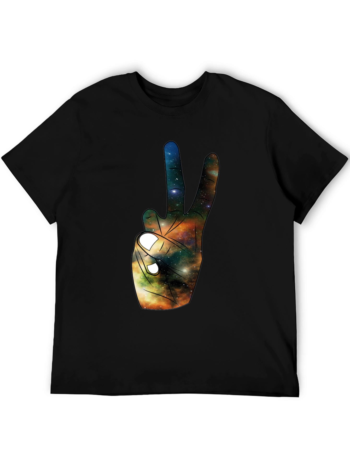Galaxy Peace Sign Black T-Shirt