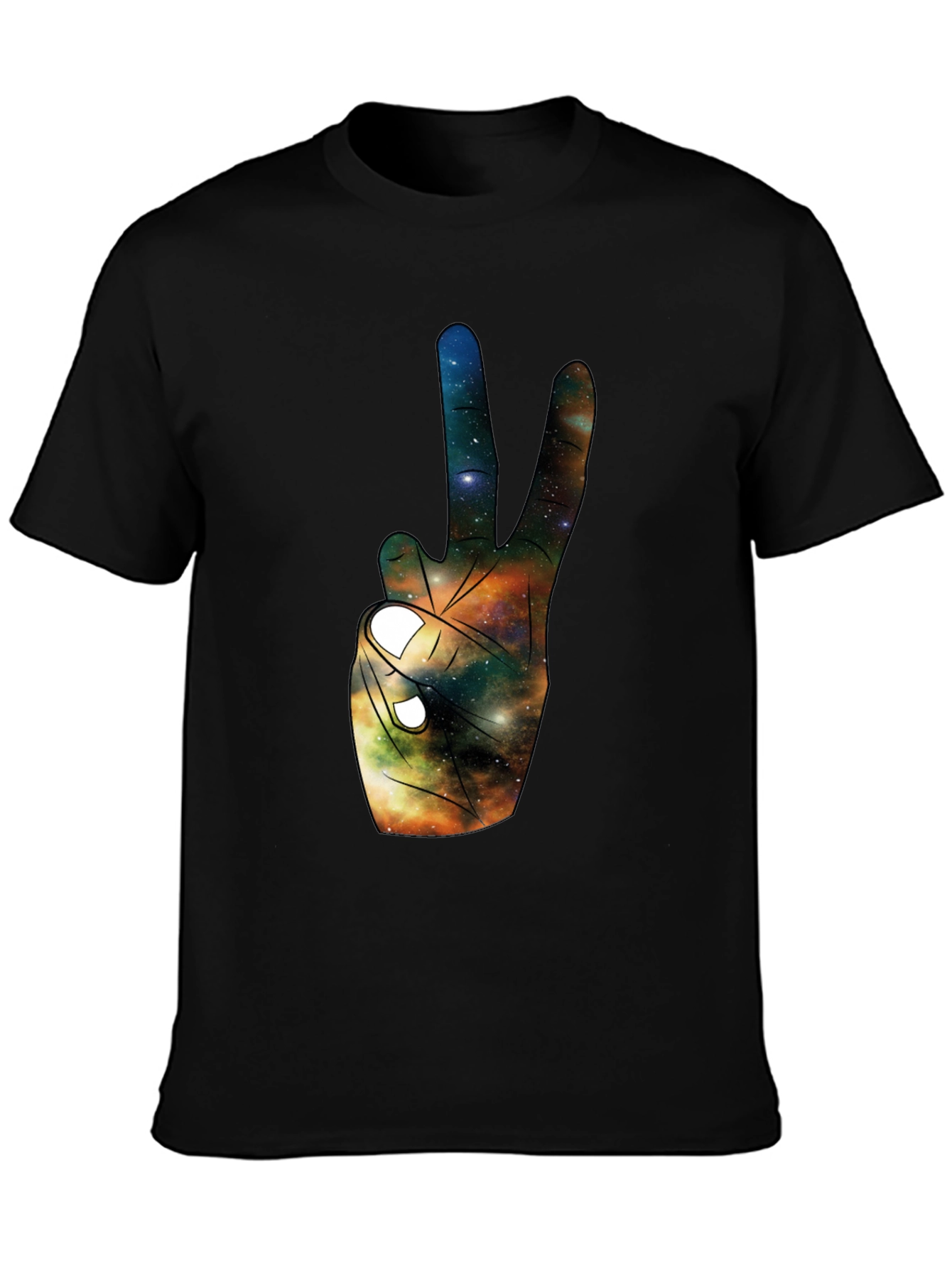 Galaxy Peace Sign Black T-Shirt