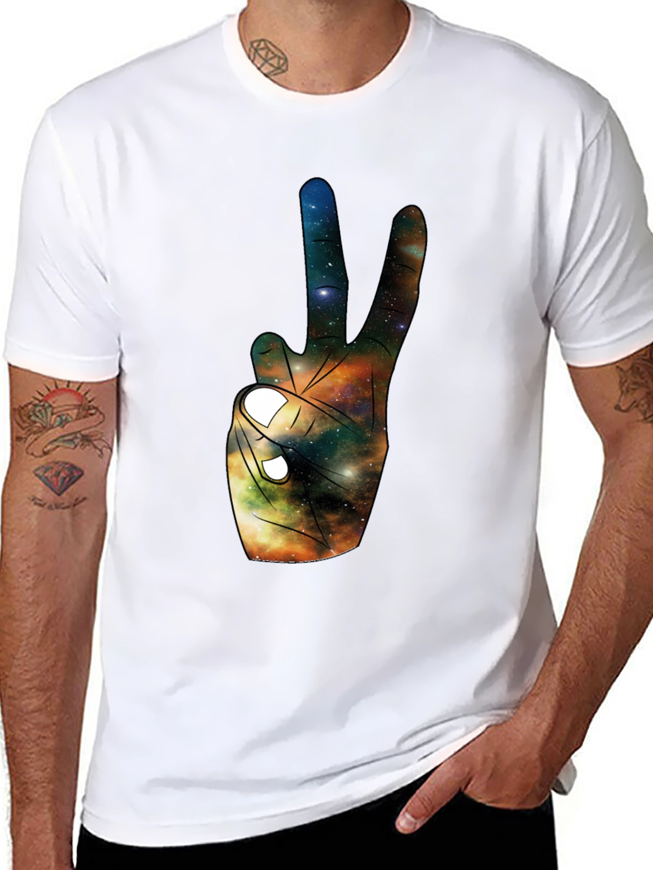 Galaxy Peace Sign Black T-Shirt