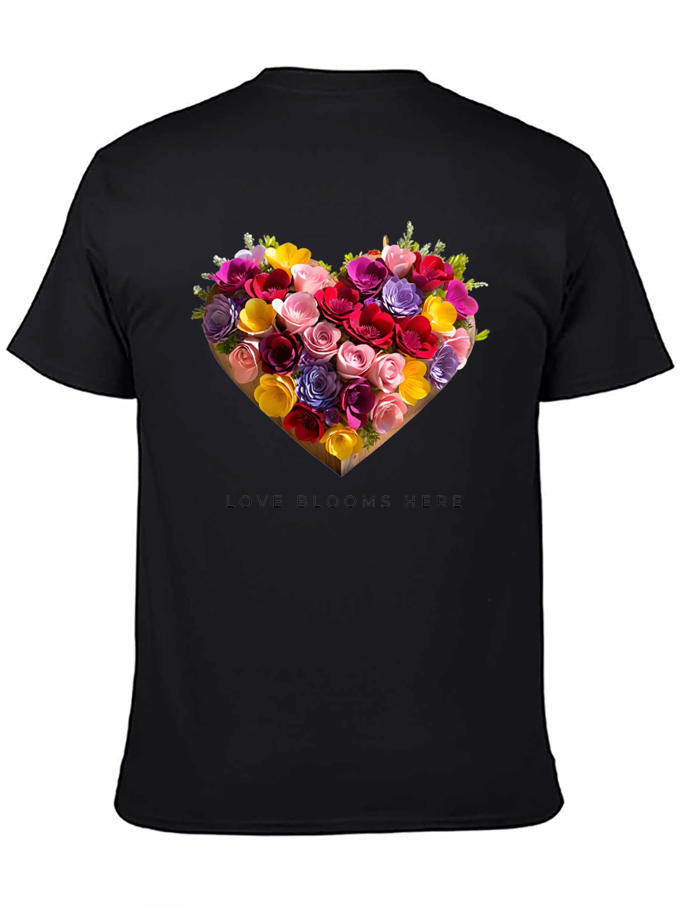 Love Blooms Here Floral Heart Graphic Tee