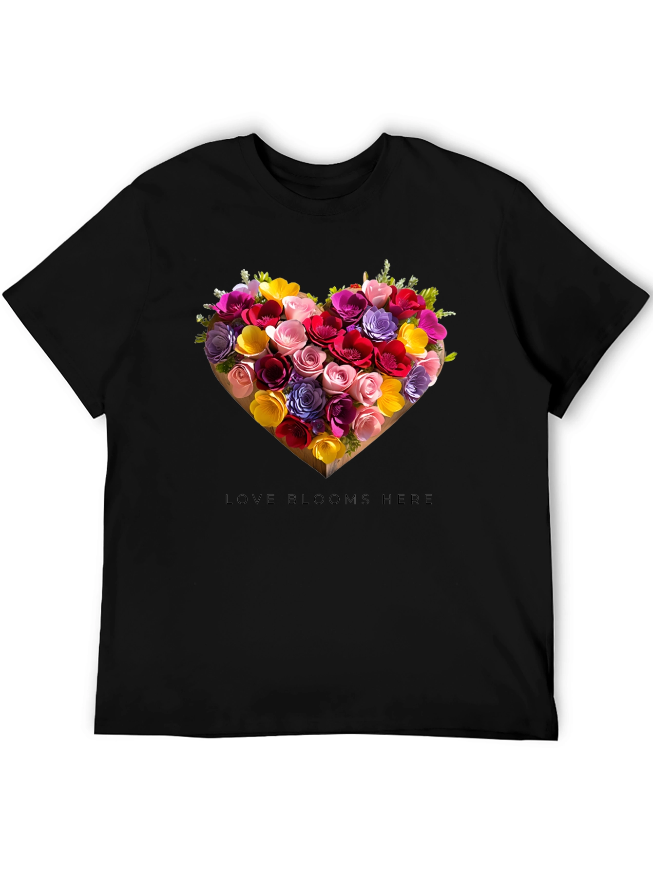 Love Blooms Here Floral Heart Graphic Tee