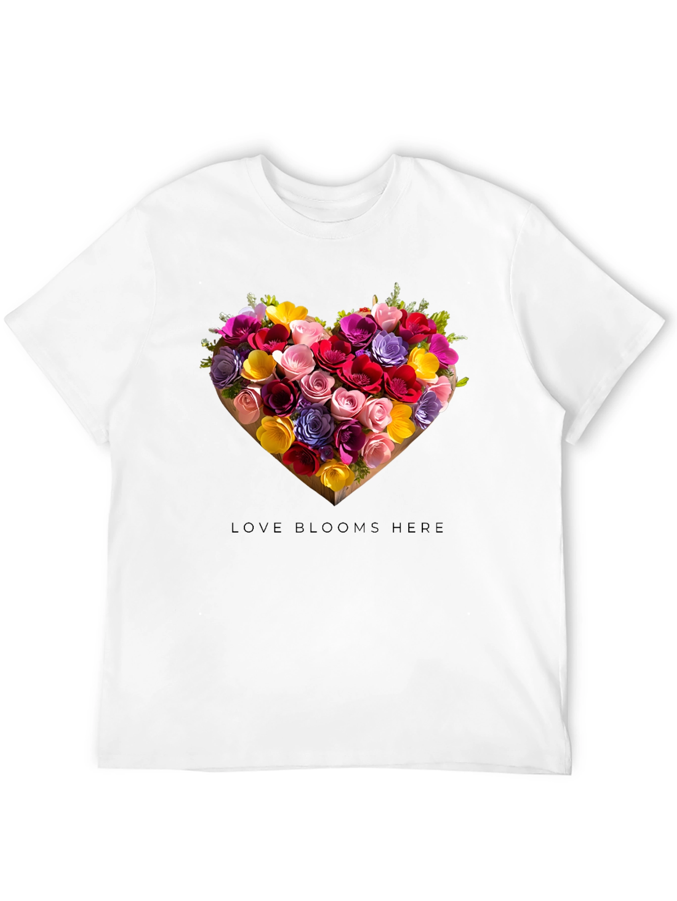 Love Blooms Here Floral Heart Graphic Tee