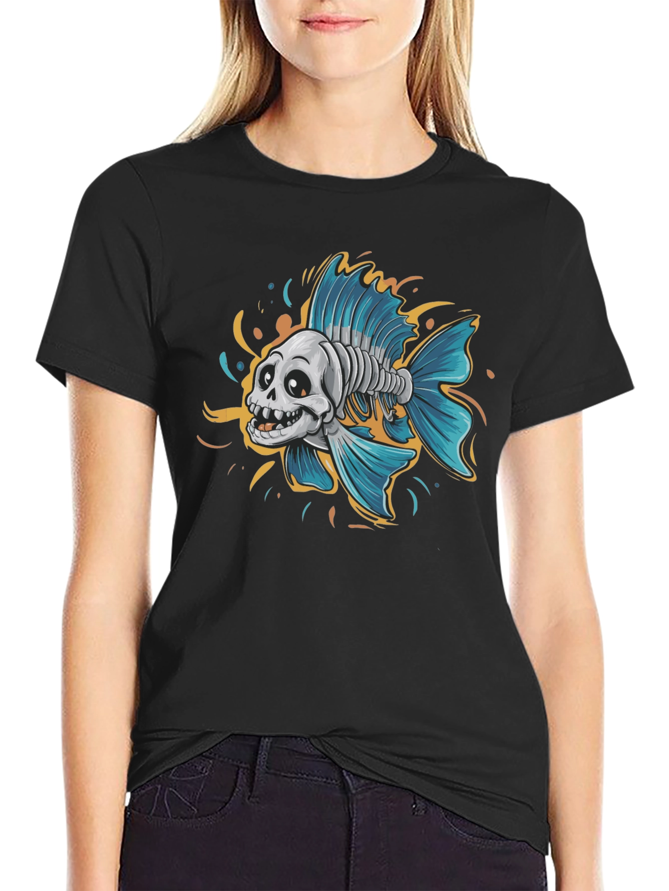 Skull Fish Graphic Tee - Mens Black T-Shirt