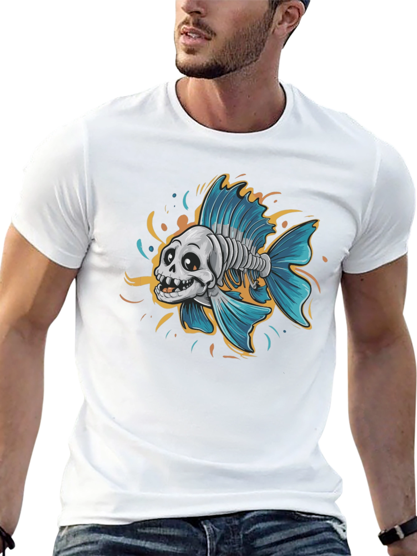 Skull Fish Graphic Tee - Mens Black T-Shirt