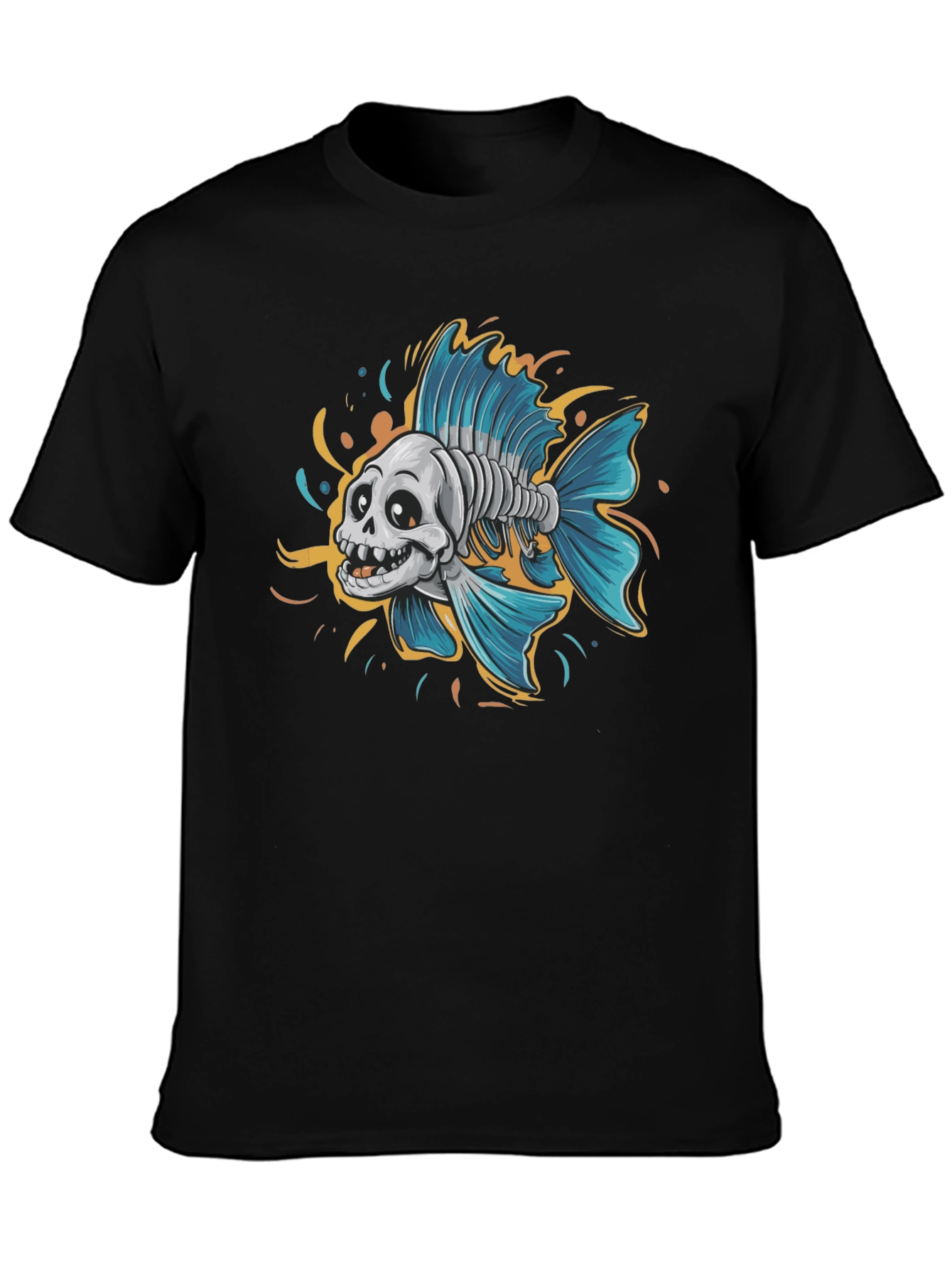 Skull Fish Graphic Tee - Mens Black T-Shirt