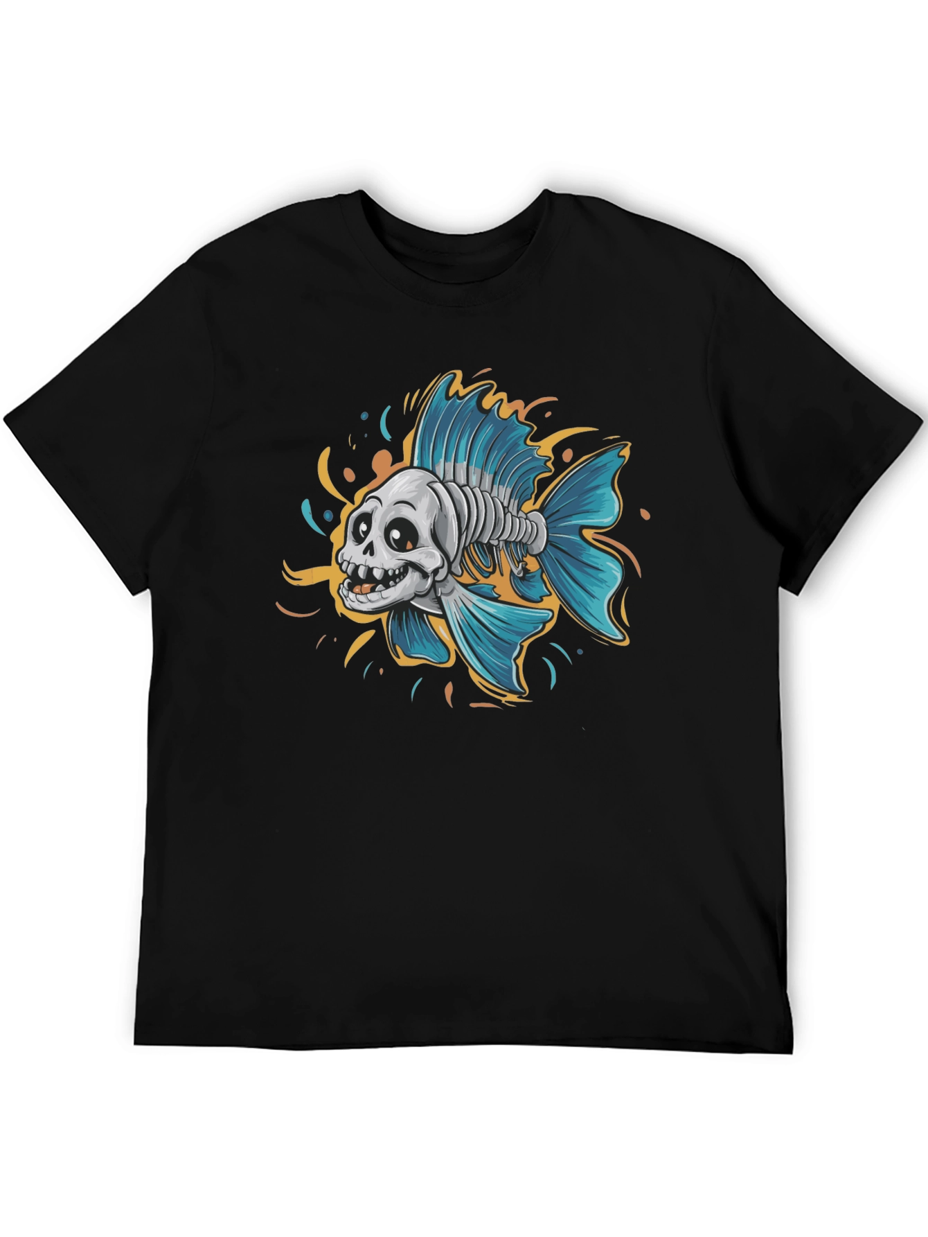 Skull Fish Graphic Tee - Mens Black T-Shirt