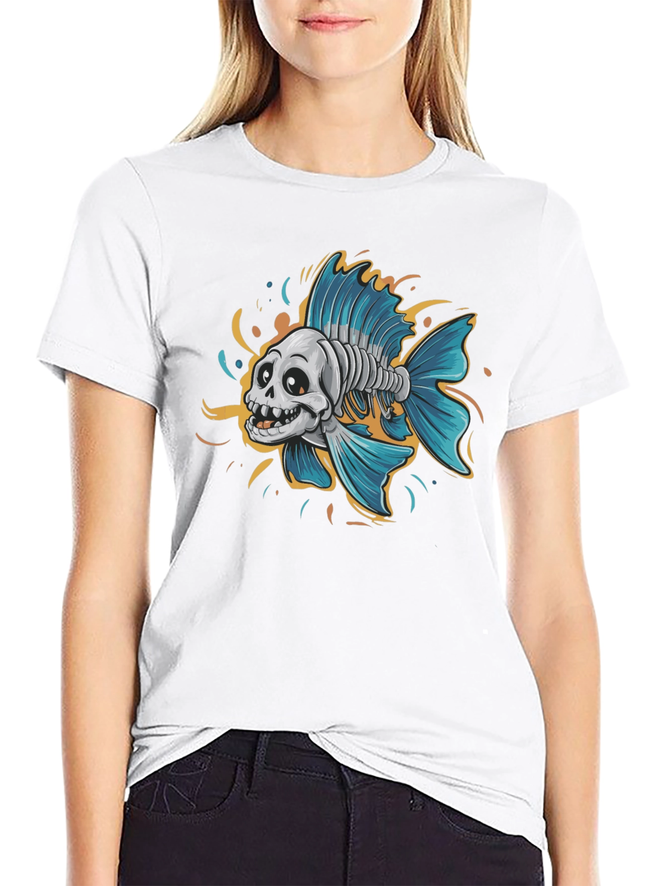 Skull Fish Graphic Tee - Mens Black T-Shirt