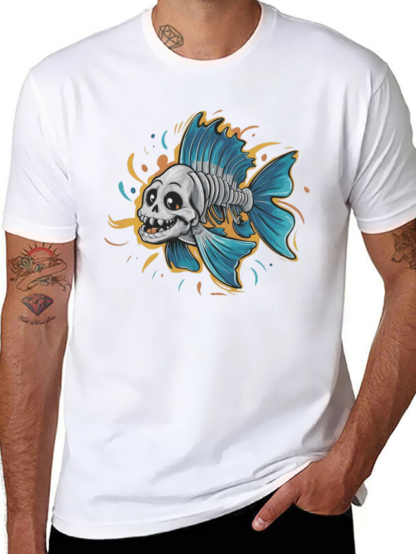 Skull Fish Graphic Tee - Mens Black T-Shirt