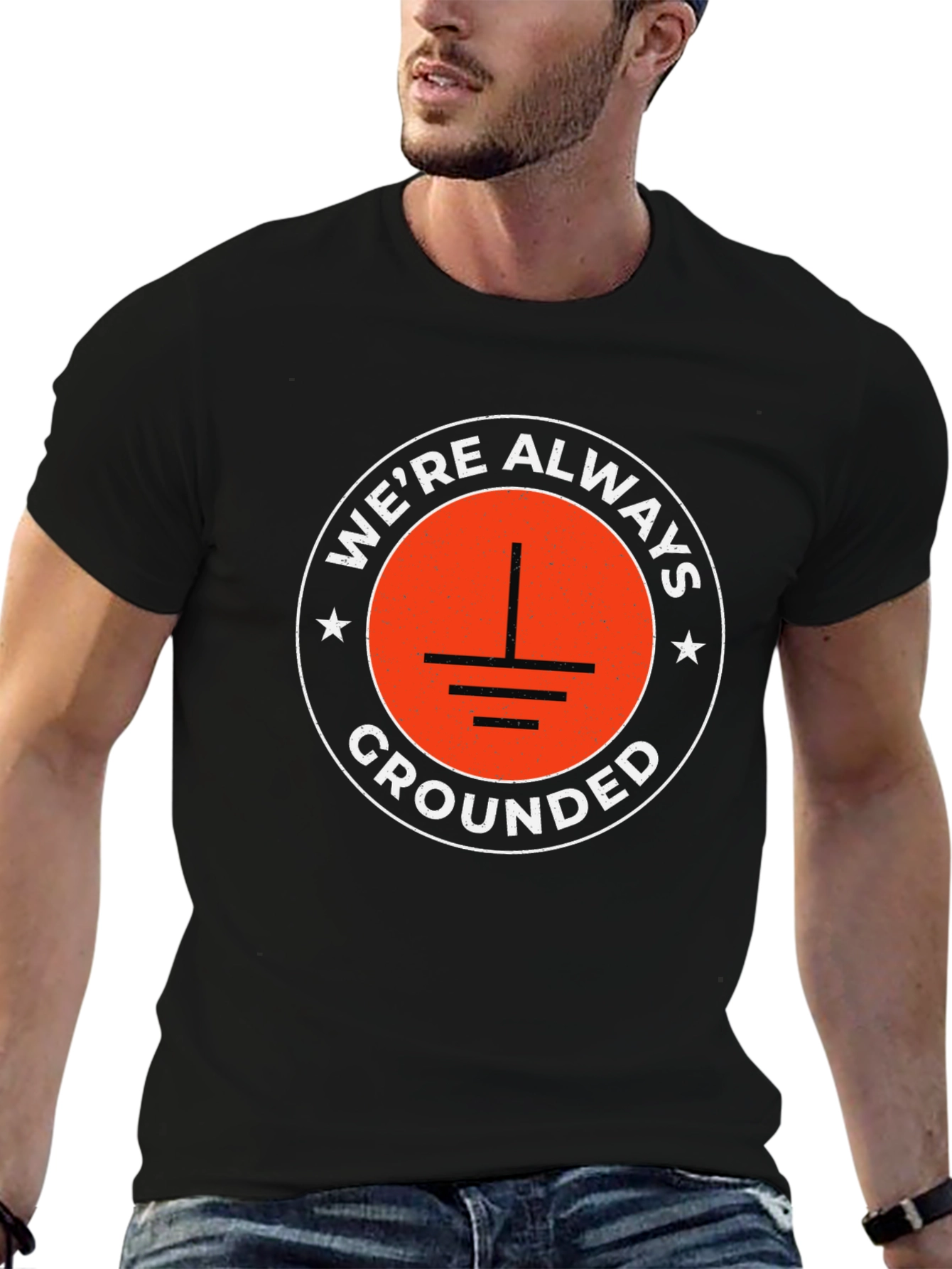 Were Always Grounded Graphic Tee - Black