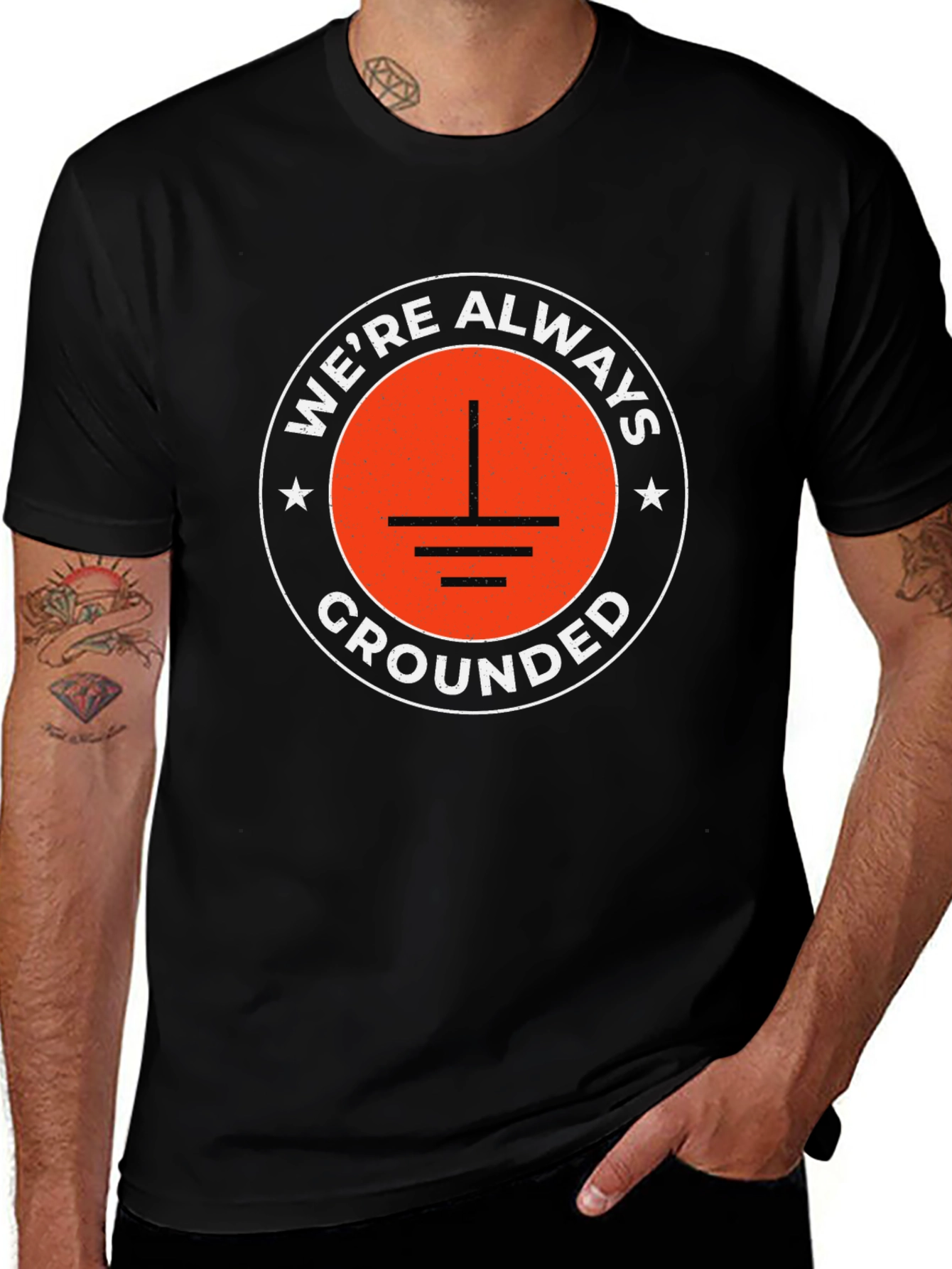 Were Always Grounded Graphic Tee - Black
