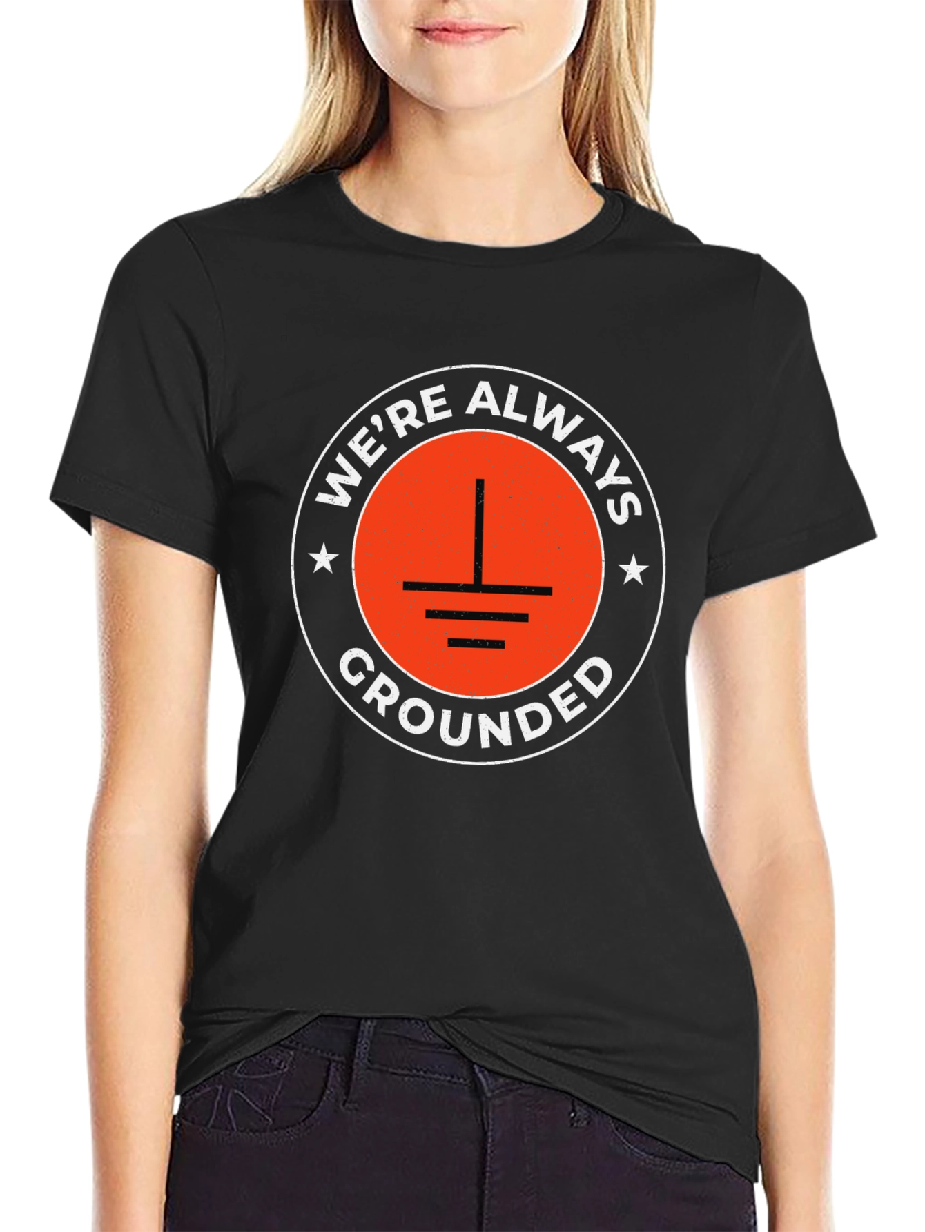 Were Always Grounded Graphic Tee - Black