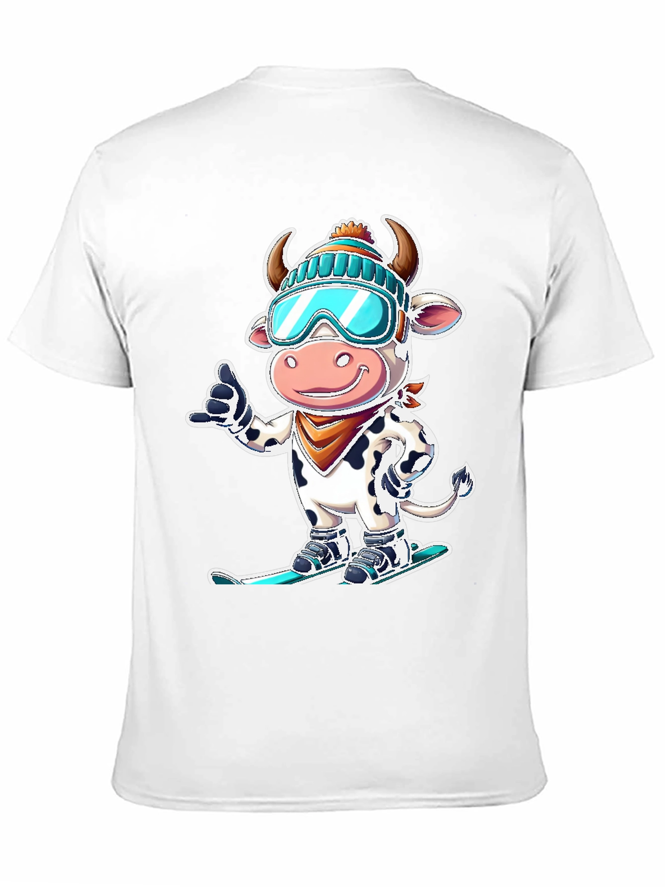 Skiing Cow Graphic Tee - Fun Winter T-Shirt