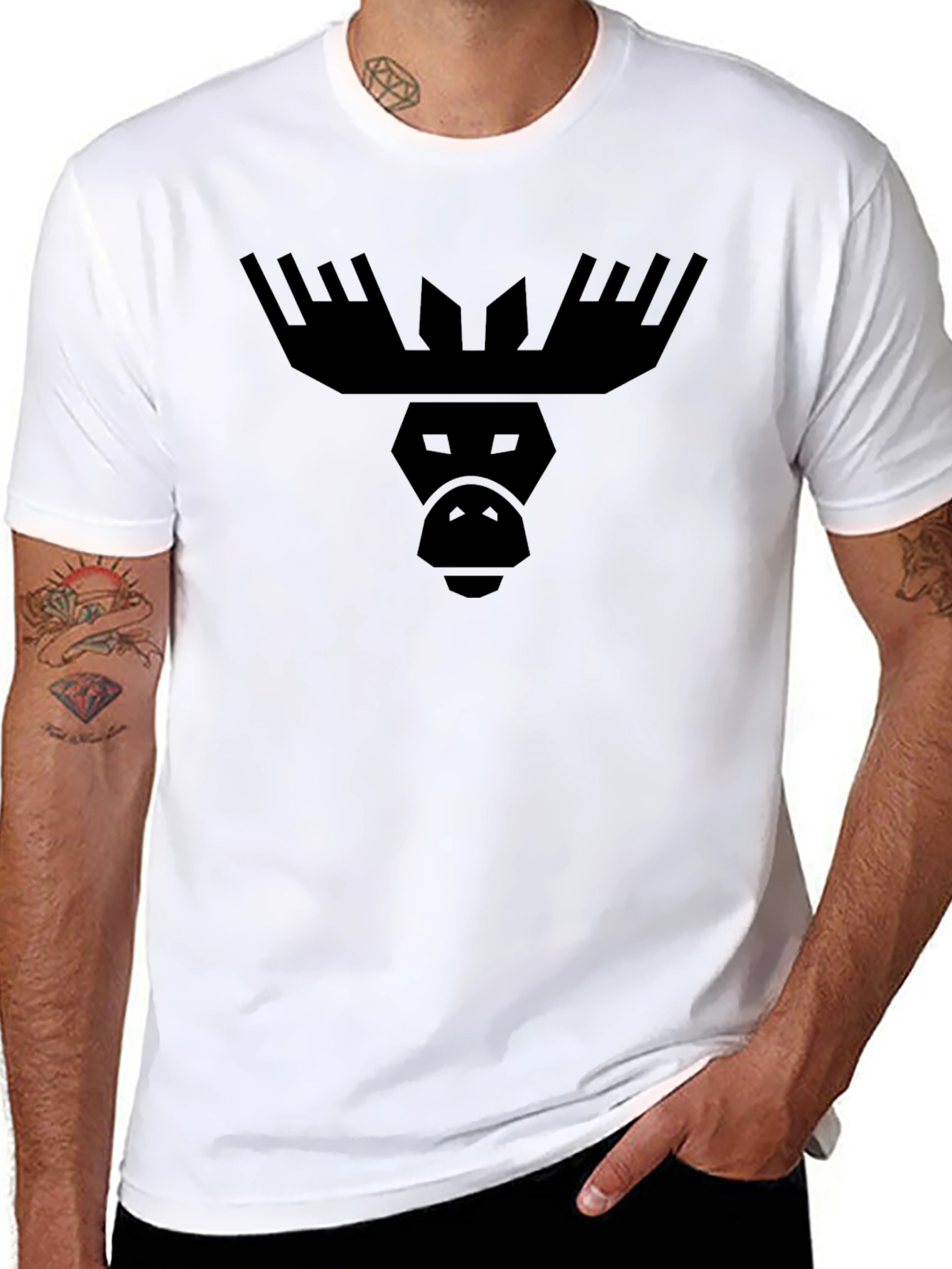 Geometric Moose Graphic Tee - Cool Animal Print