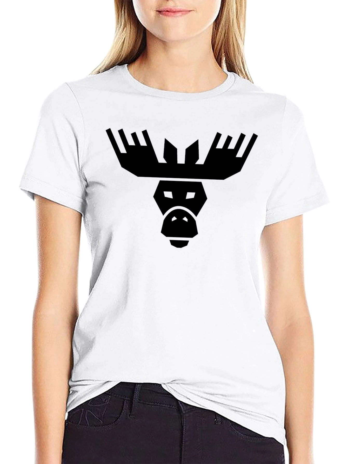 Geometric Moose Graphic Tee - Cool Animal Print