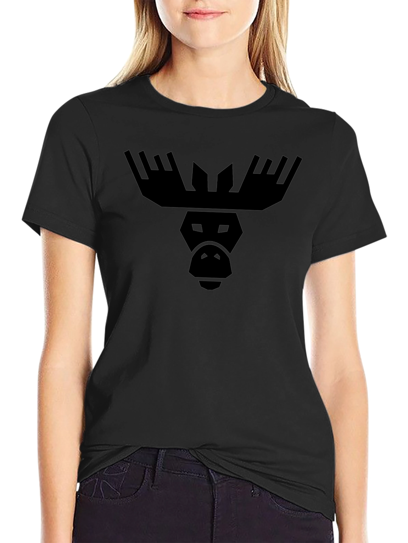 Geometric Moose Graphic Tee - Cool Animal Print