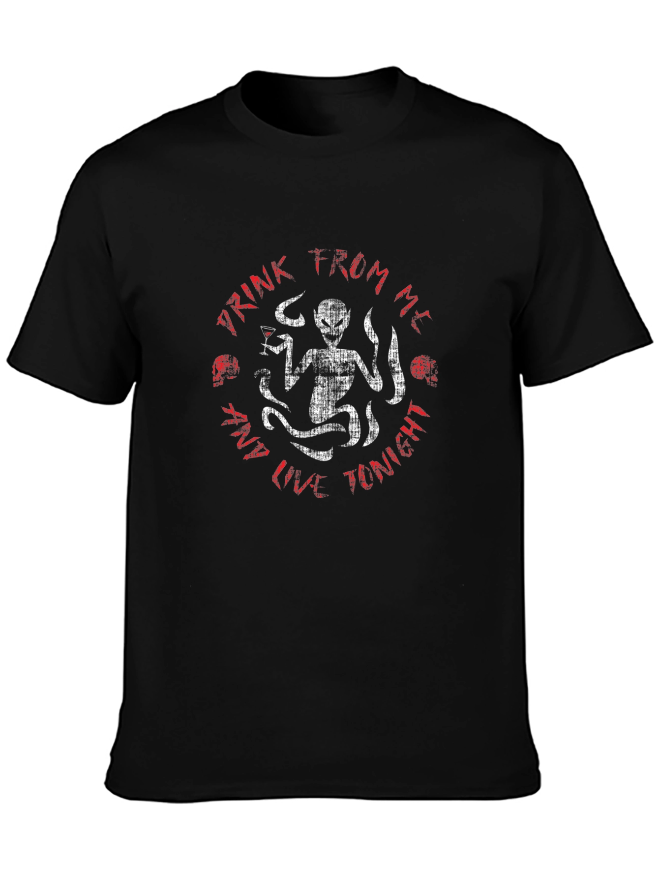 Drink From Me T-Shirt Alien Design Black