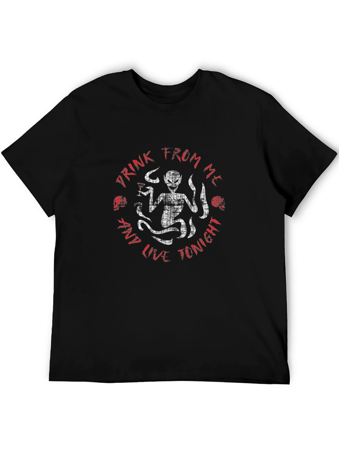 Drink From Me T-Shirt Alien Design Black