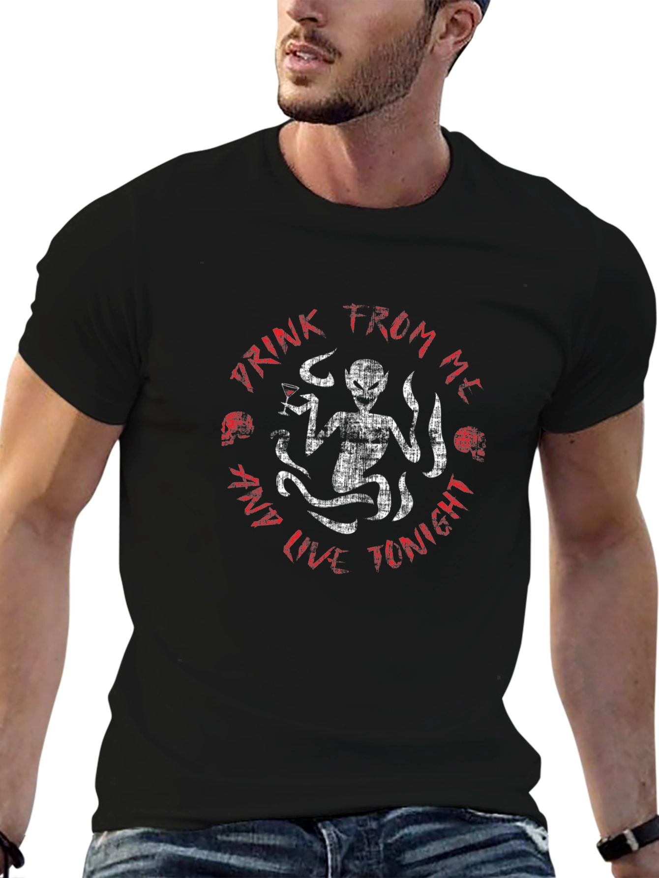 Drink From Me T-Shirt Alien Design Black