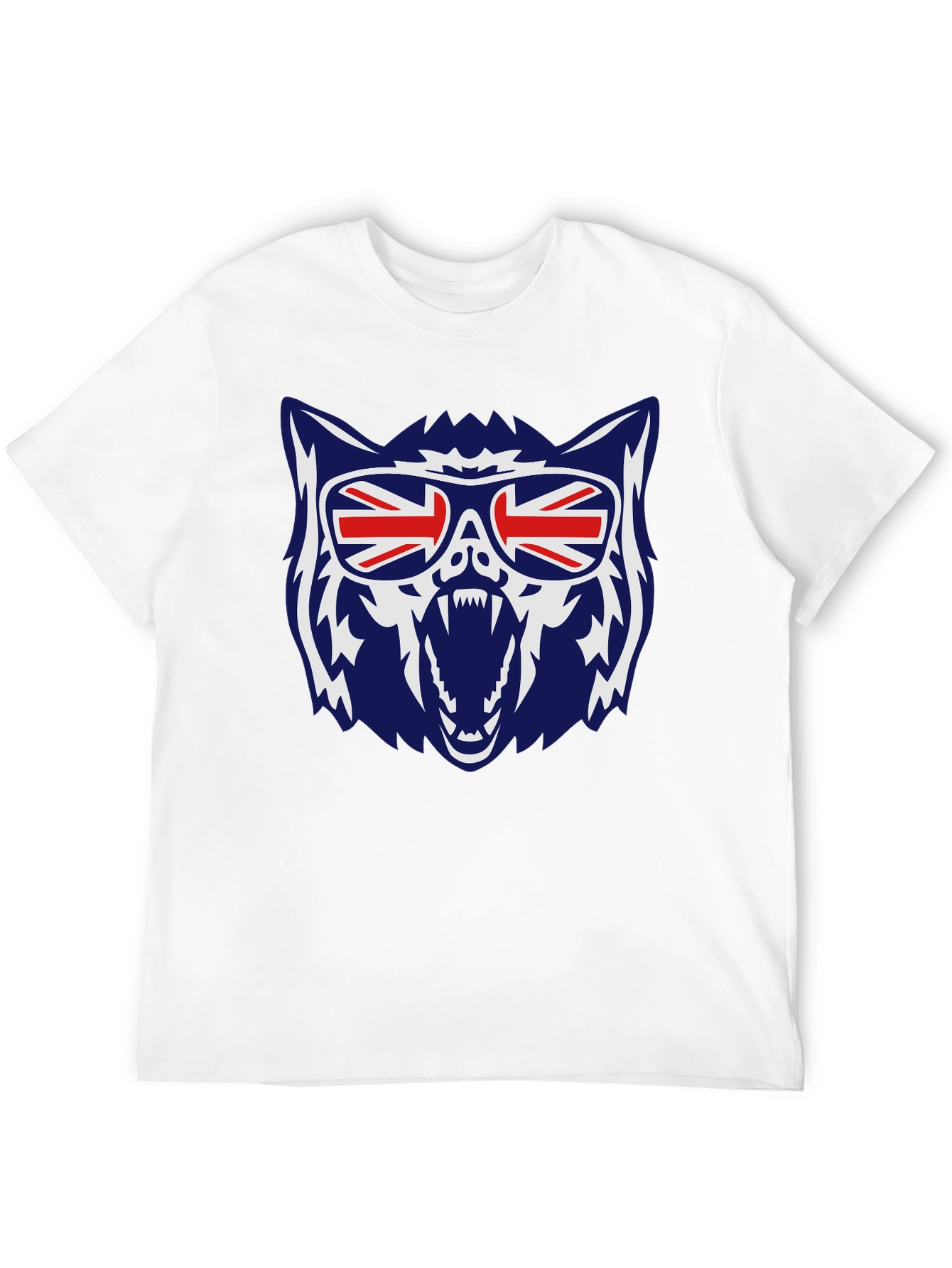 Cool Union Jack Wolf Graphic Tee - Black