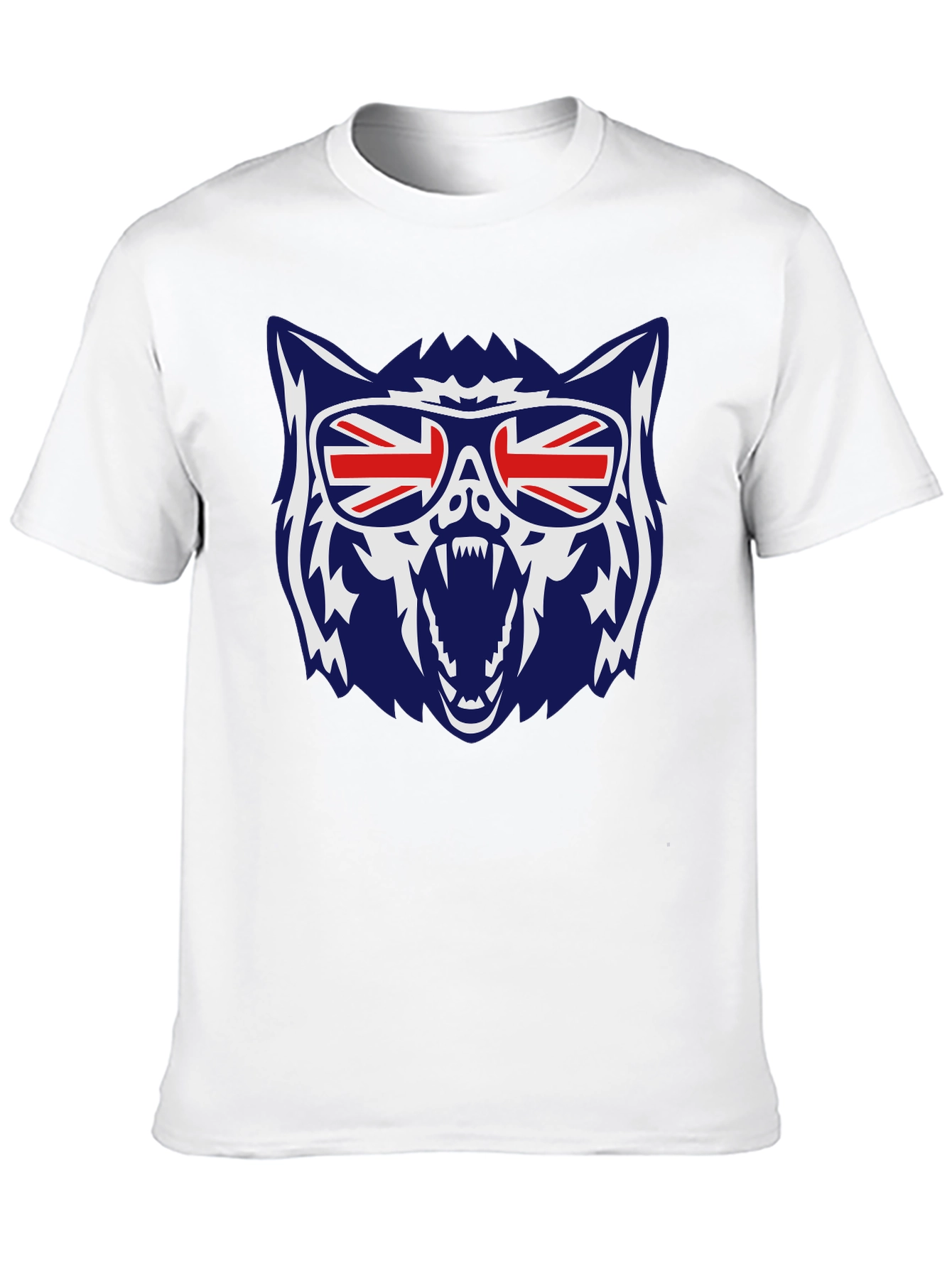Cool Union Jack Wolf Graphic Tee - Black