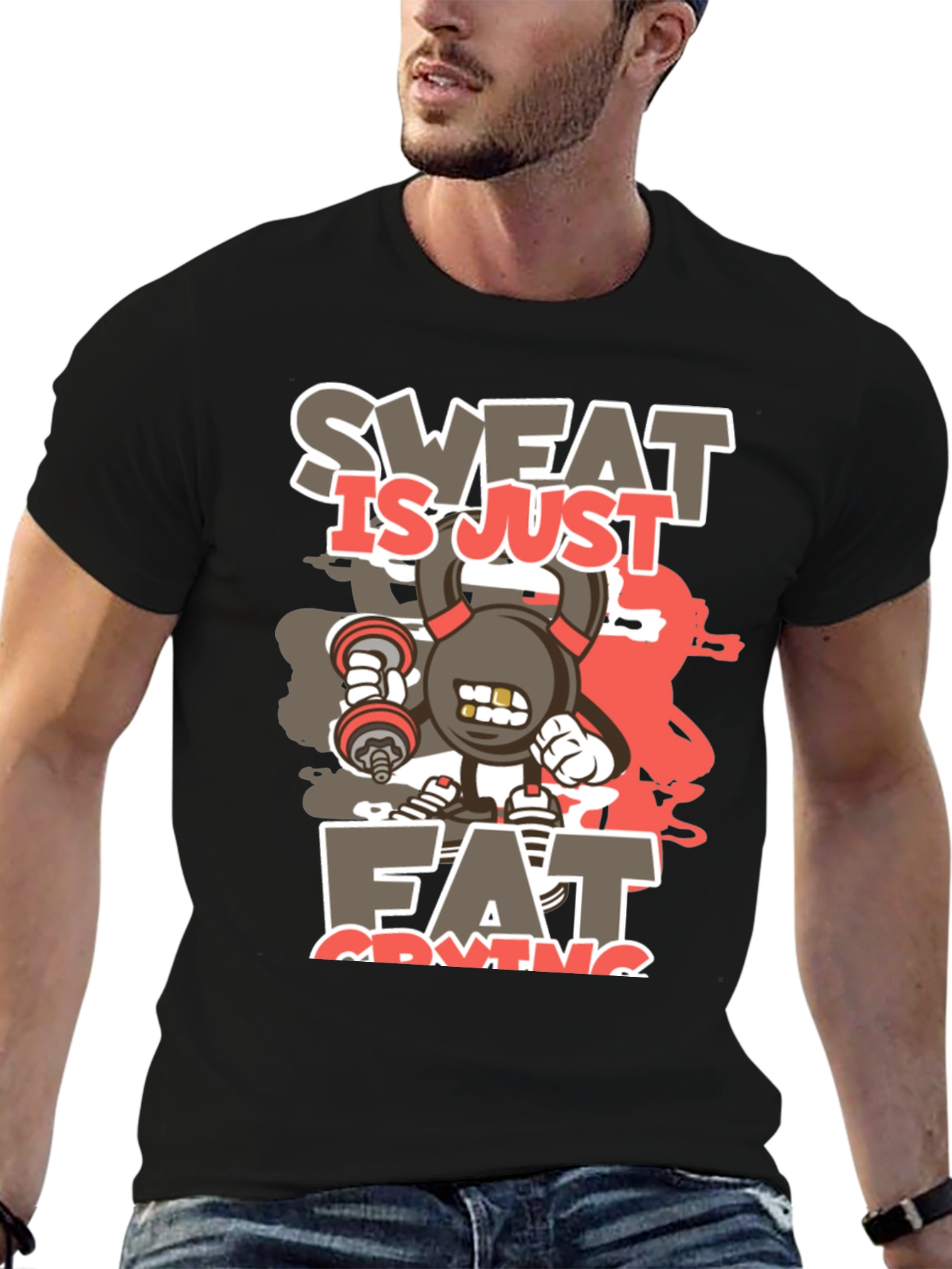 Sweat is Just Fat Crying Graphic T-Shirt