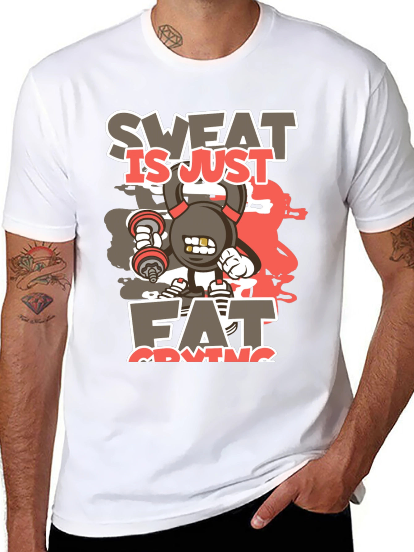 Sweat is Just Fat Crying Graphic T-Shirt