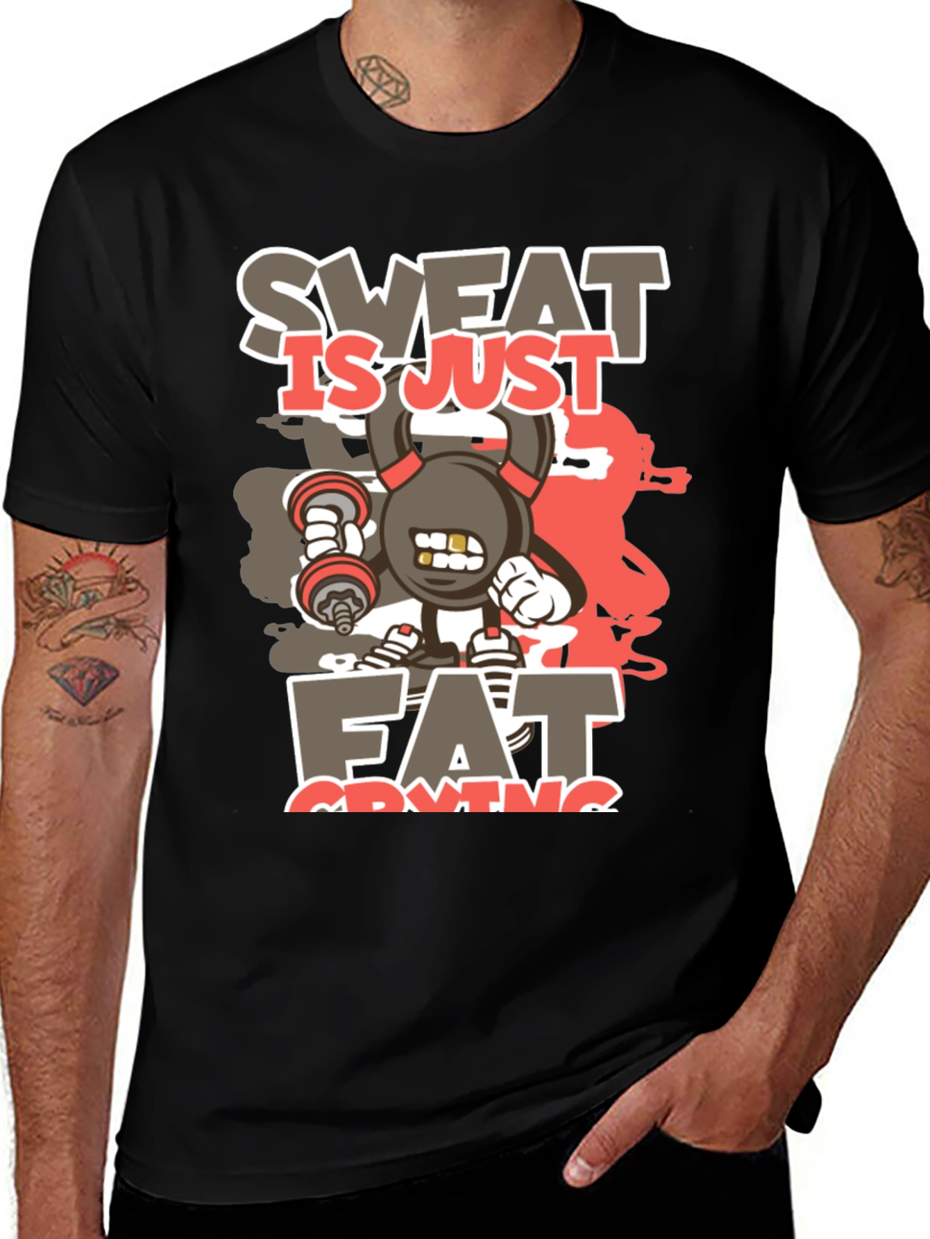 Sweat is Just Fat Crying Graphic T-Shirt