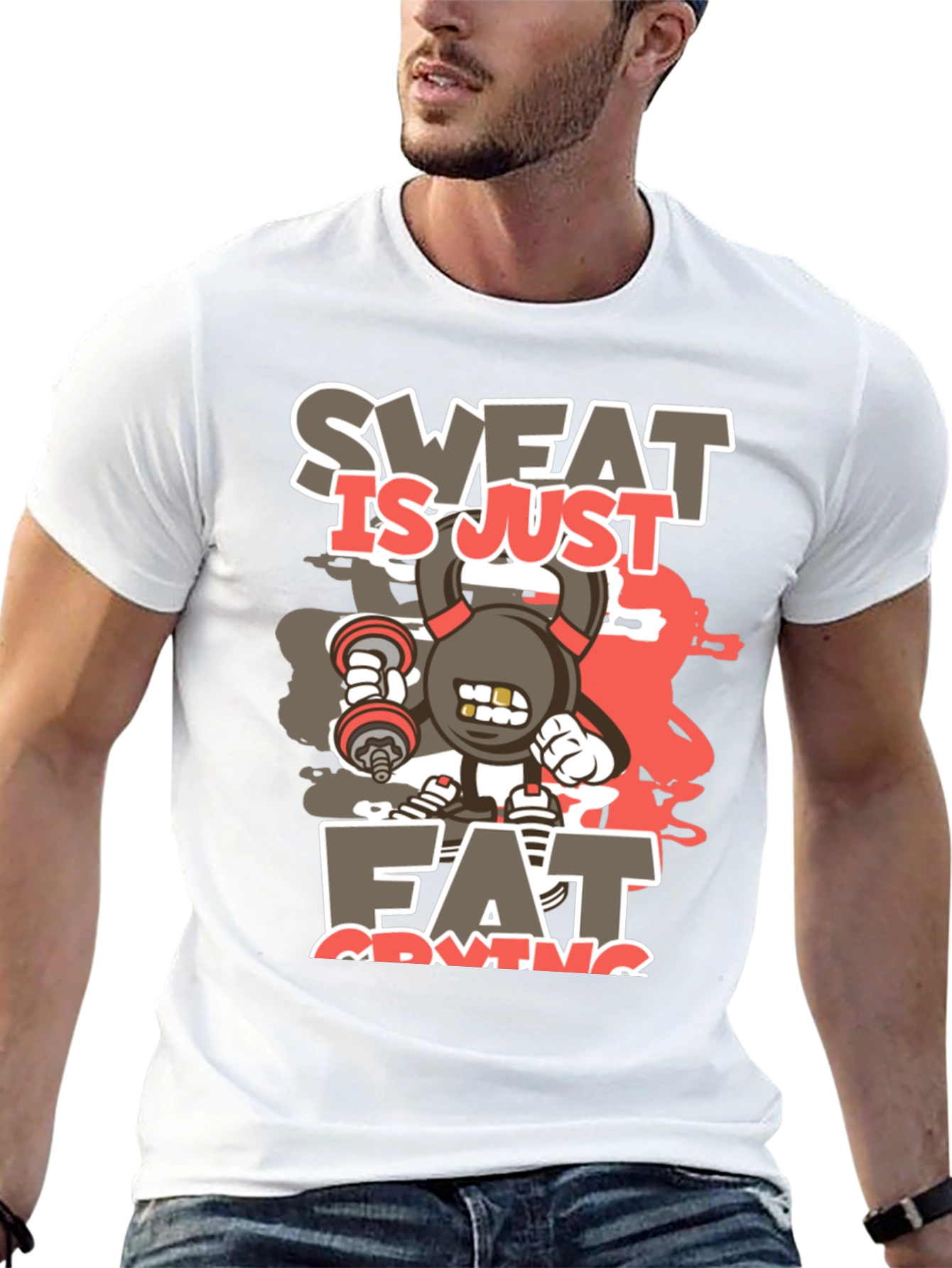 Sweat is Just Fat Crying Graphic T-Shirt