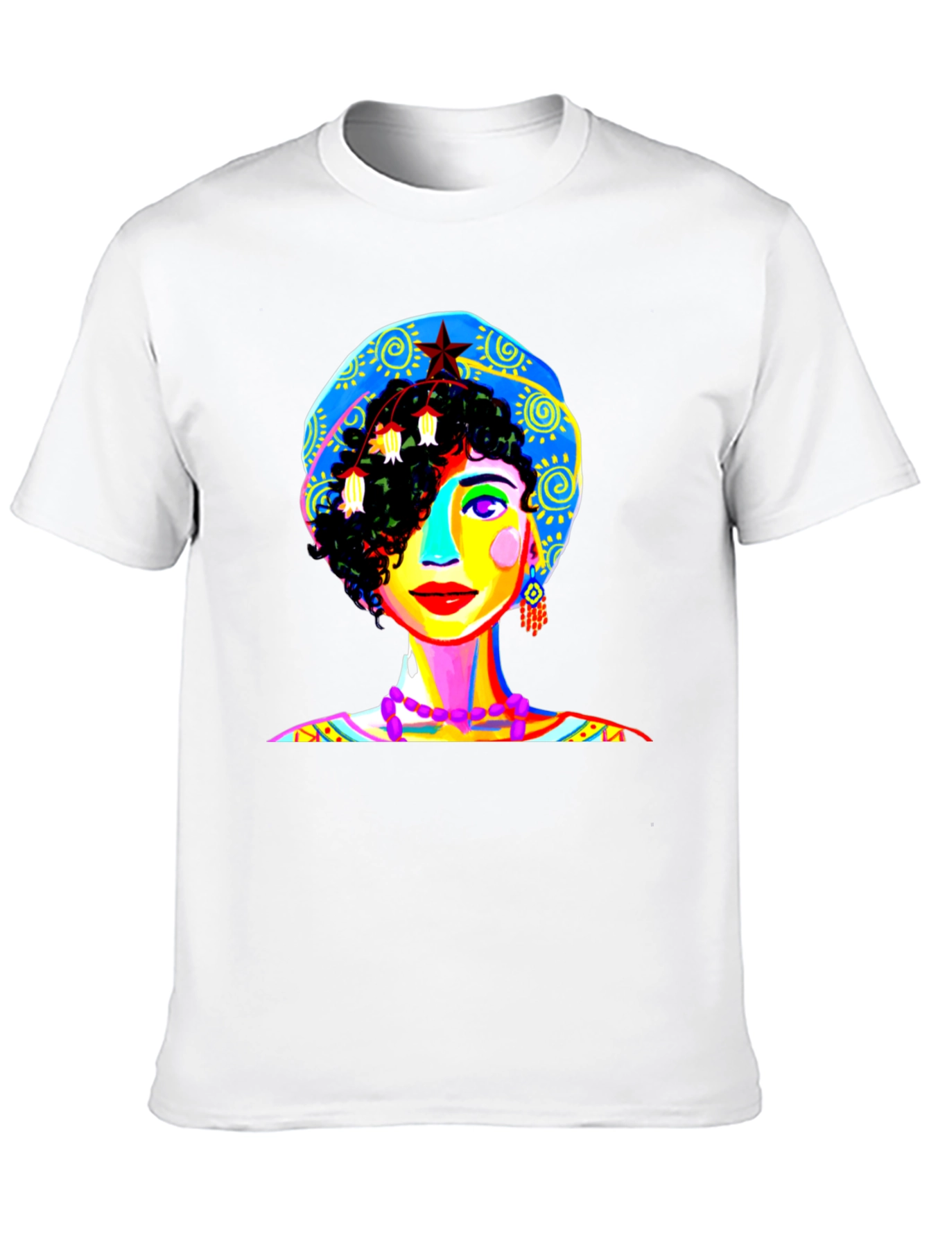 Vibrant Woman Graphic Tee - Unique Pop Art Design