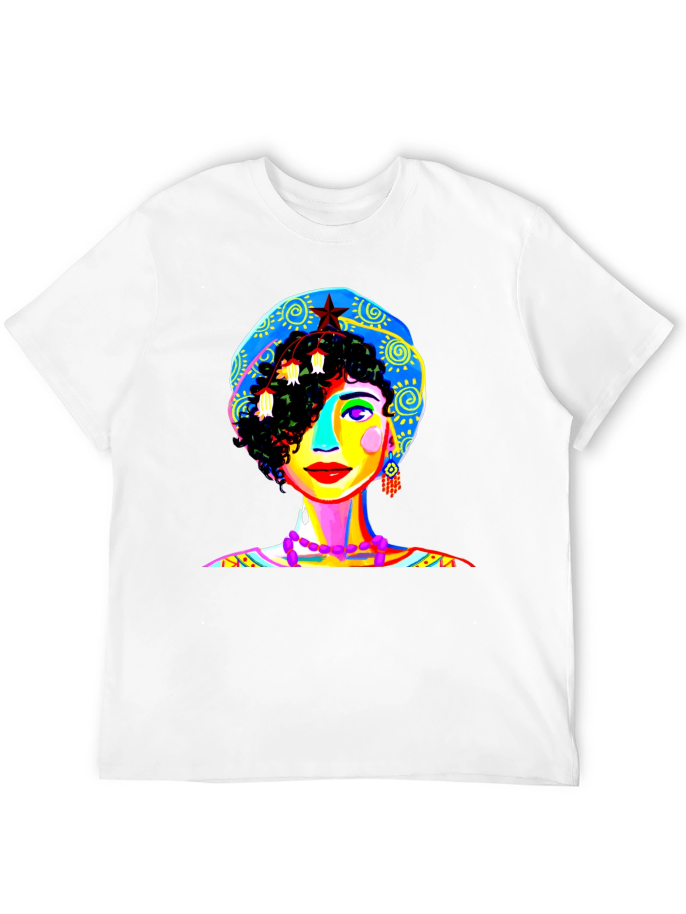 Vibrant Woman Graphic Tee - Unique Pop Art Design
