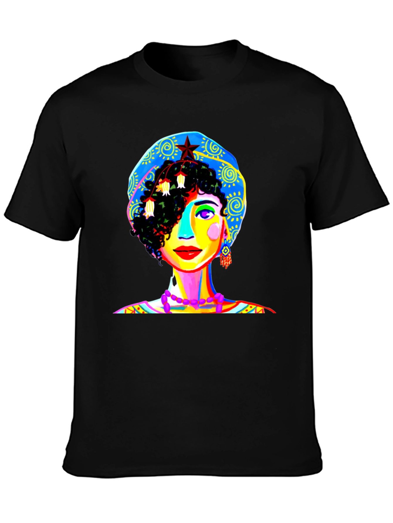 Vibrant Woman Graphic Tee - Unique Pop Art Design