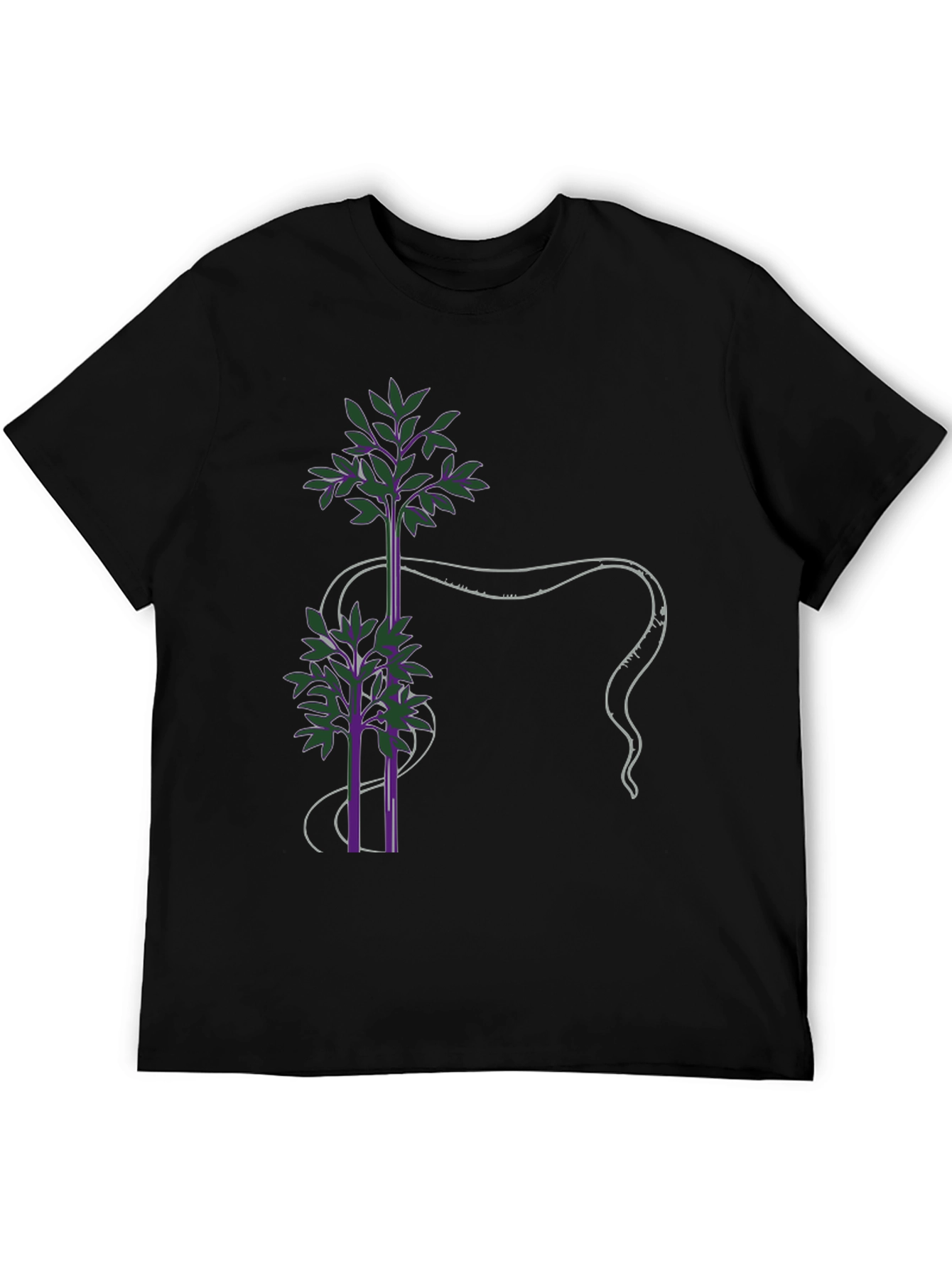 Unique Tree Design Black T-Shirt