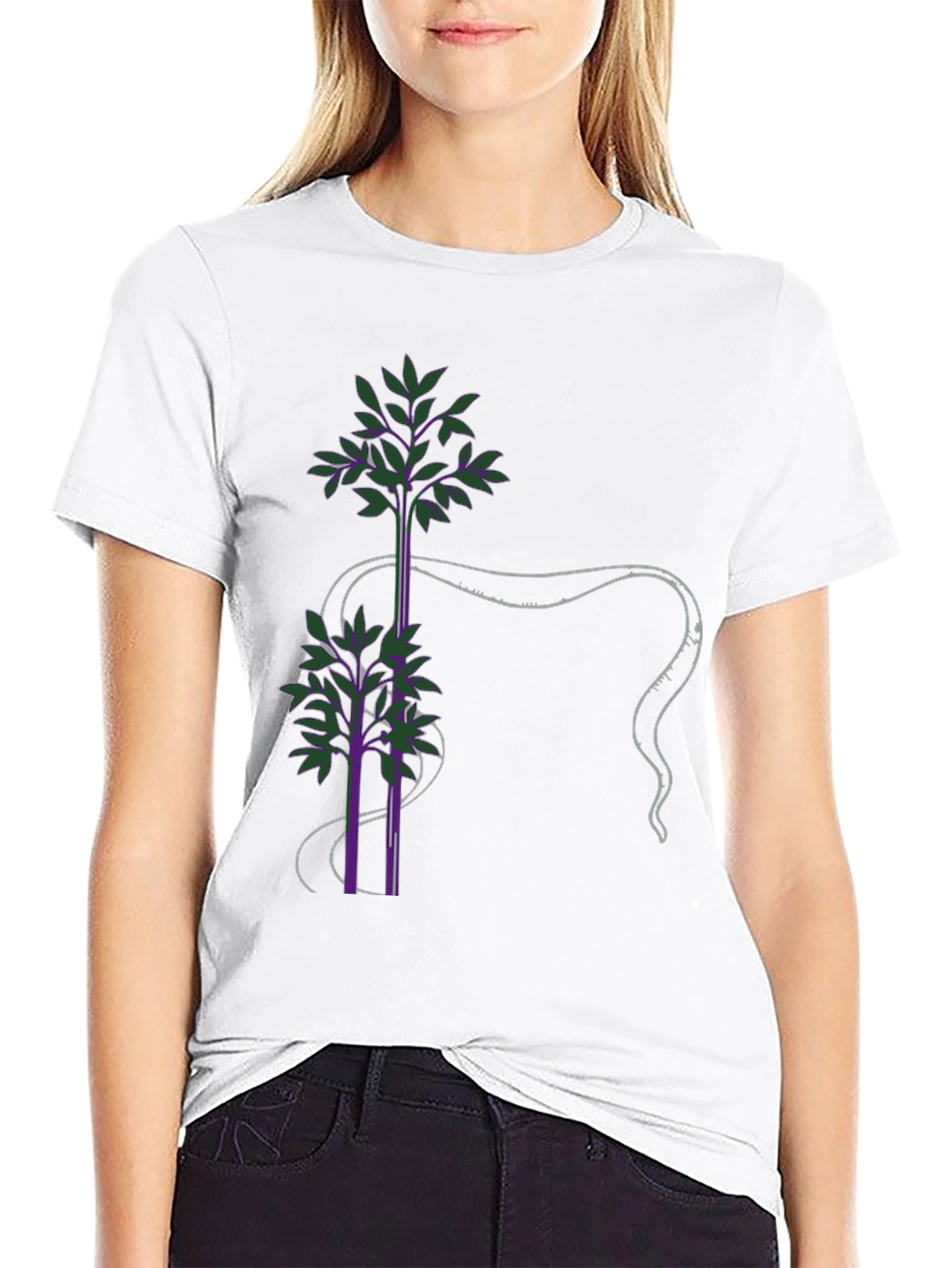 Unique Tree Design Black T-Shirt