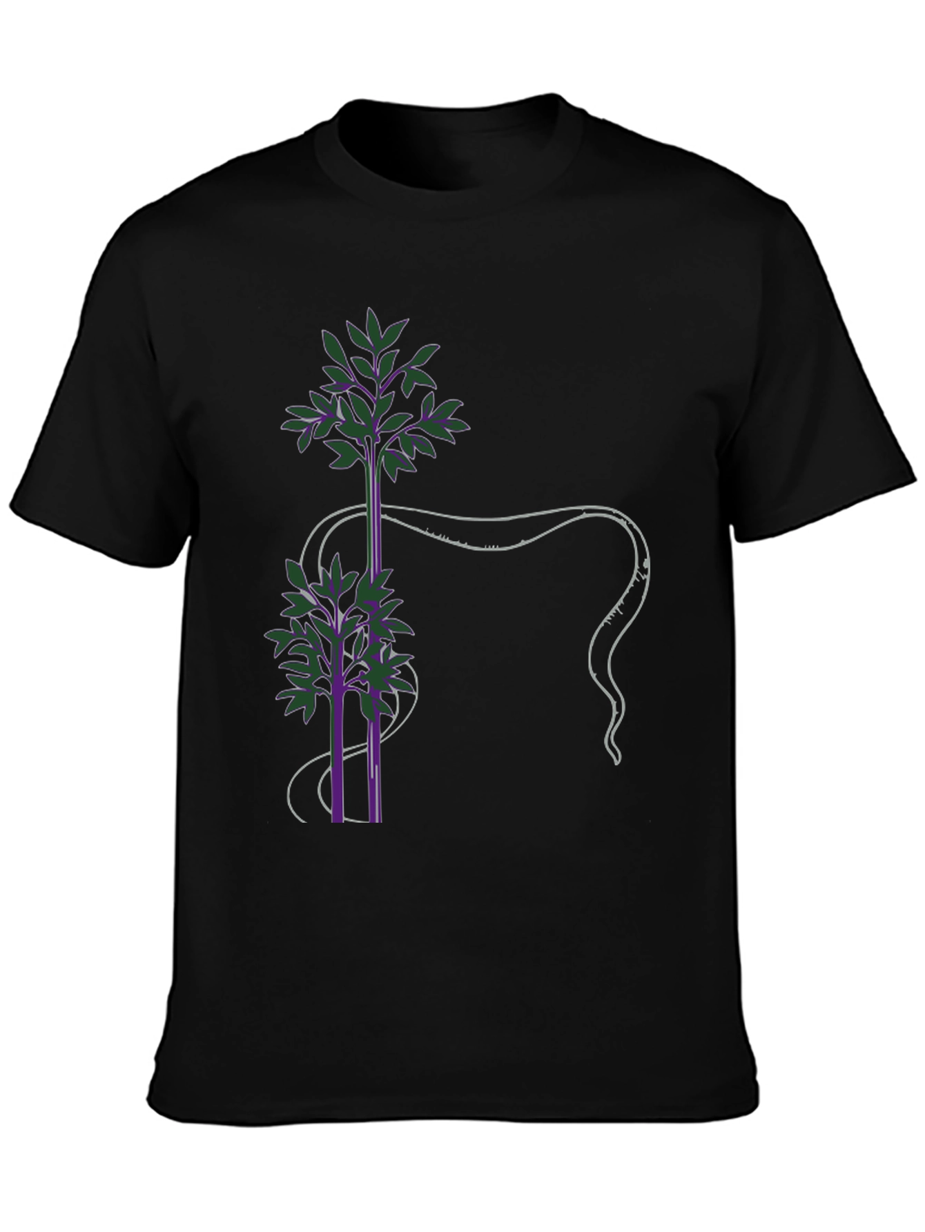 Unique Tree Design Black T-Shirt