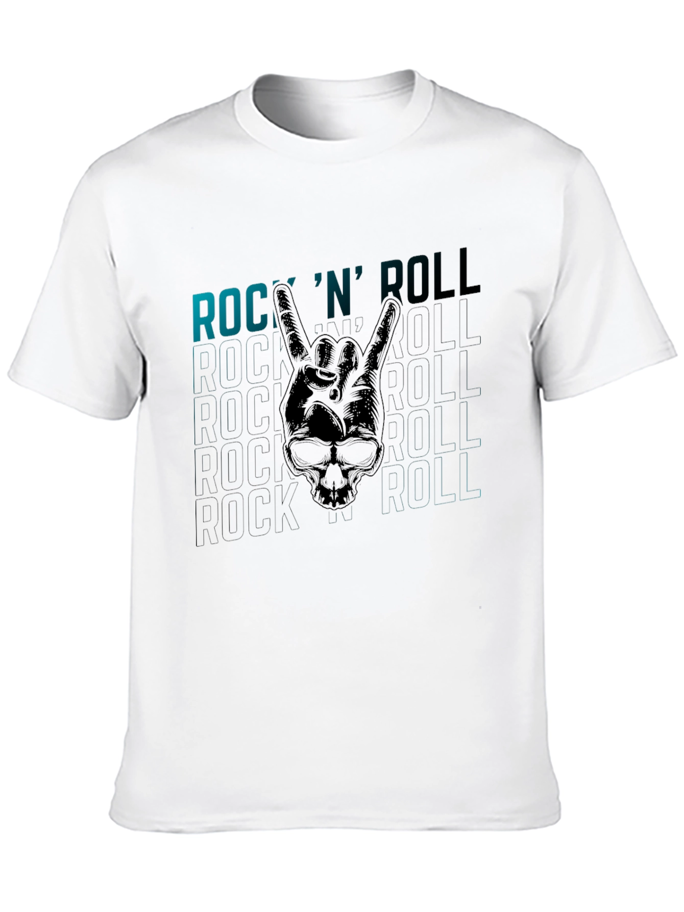 Rock N Roll Skull Graphic T-Shirt