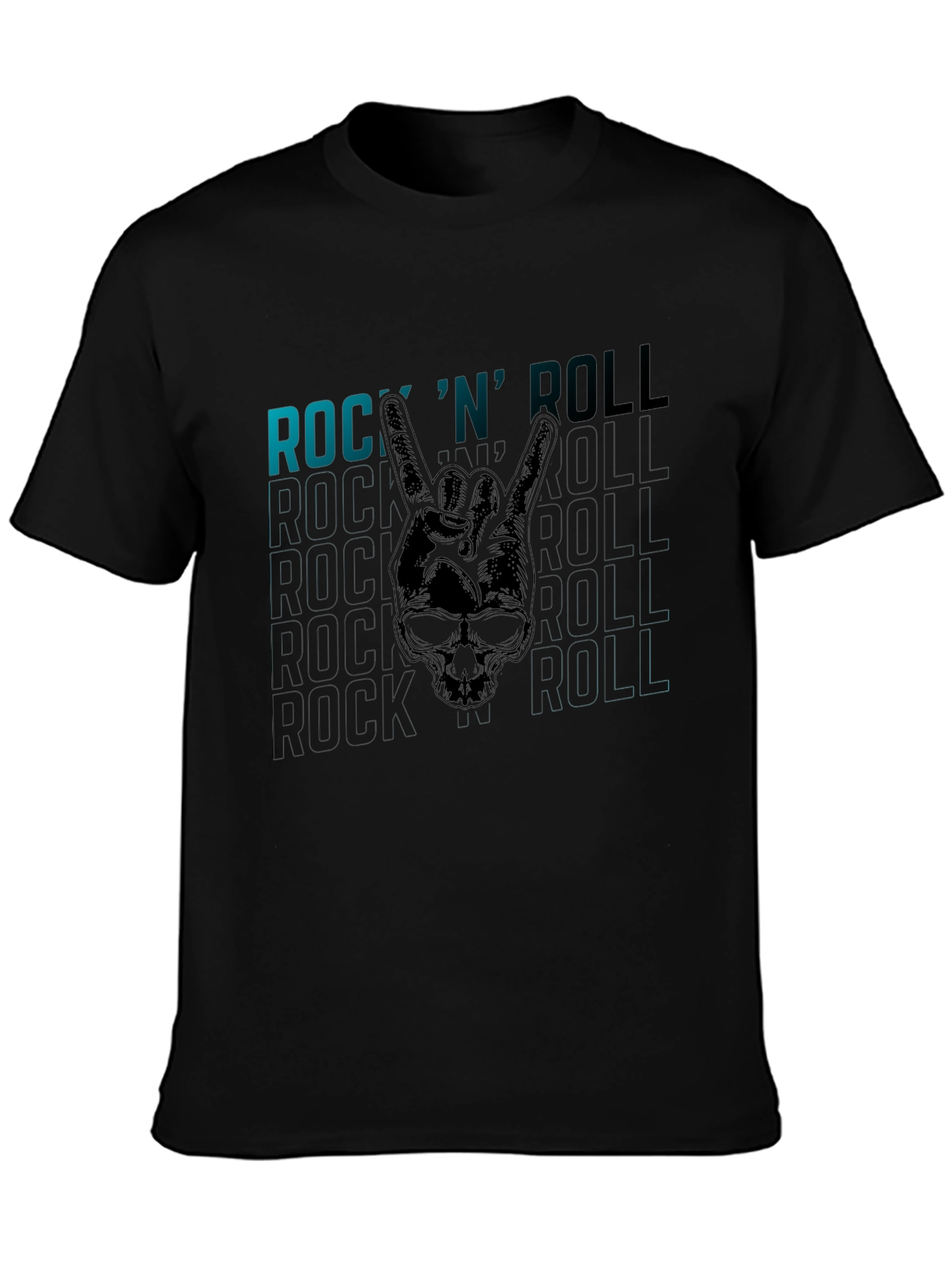 Rock N Roll Skull Graphic T-Shirt