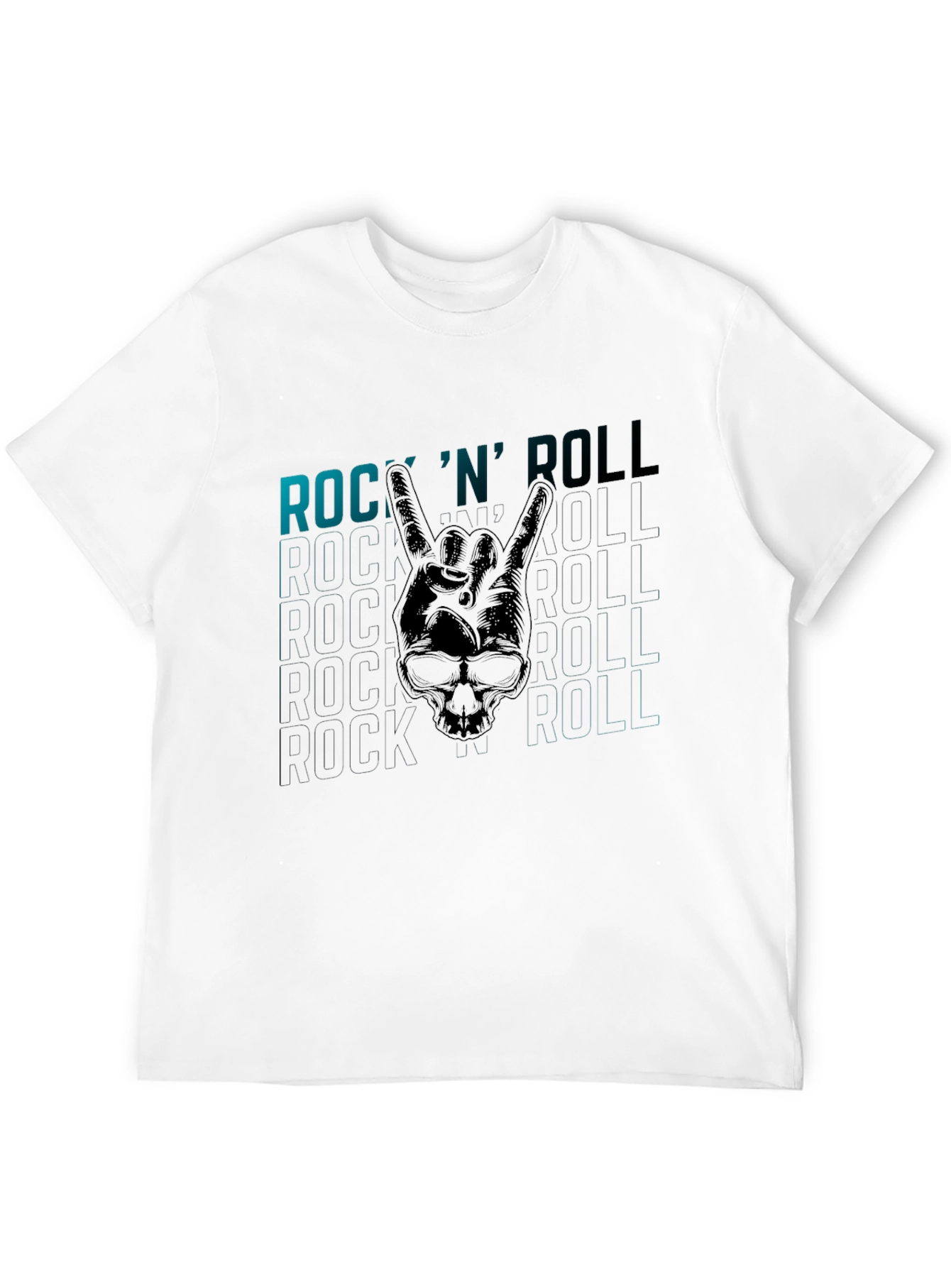 Rock N Roll Skull Graphic T-Shirt