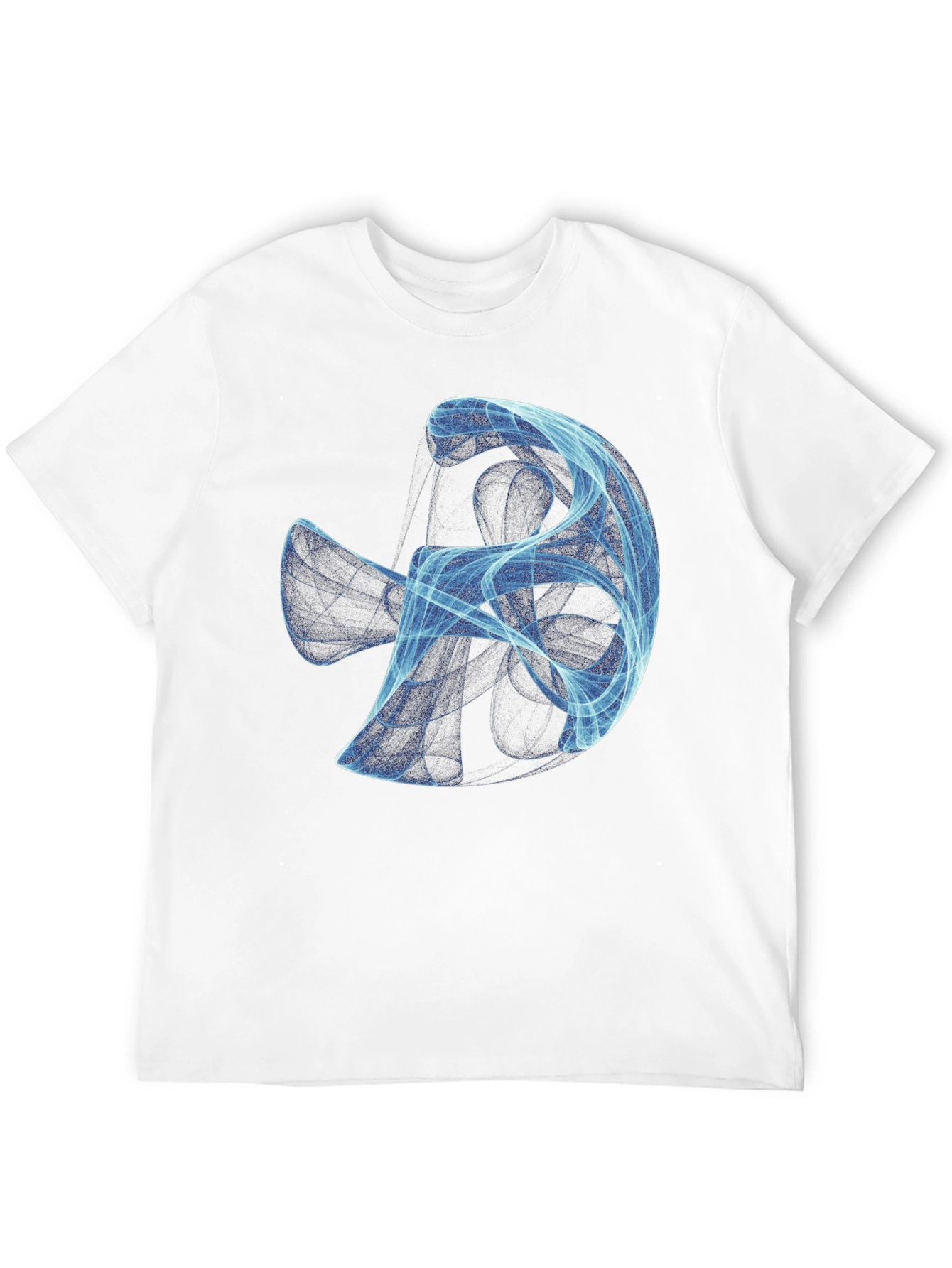 Abstract Blue Swirl Graphic Black T-Shirt