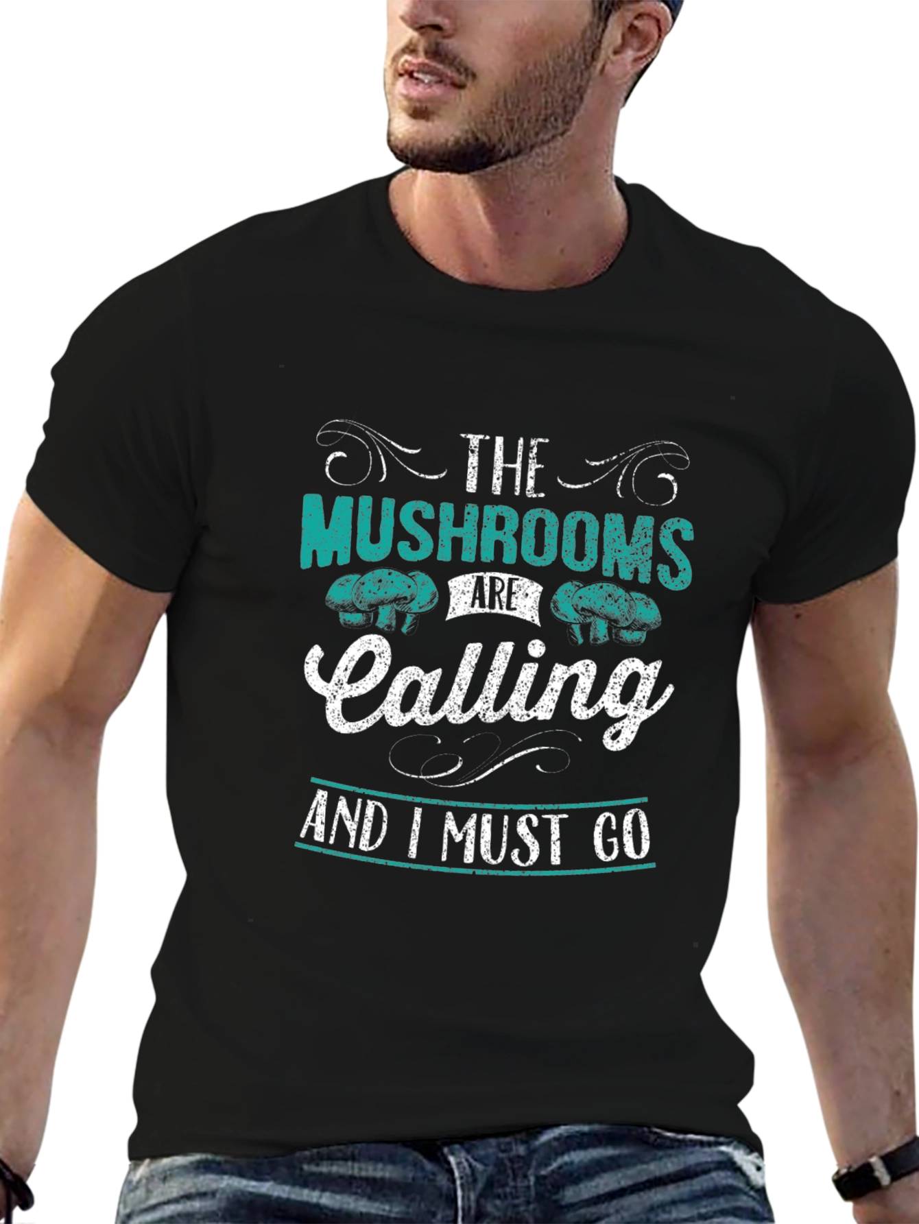 Mushroom Calling Graphic Tee - Black
