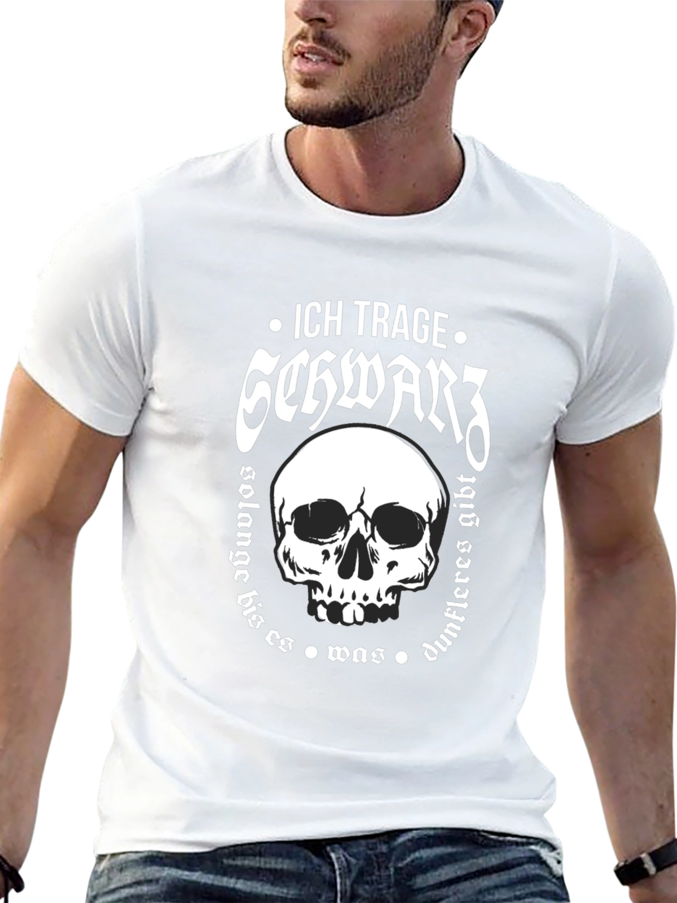 Ich Trage Schwarz Skull Graphic T-Shirt