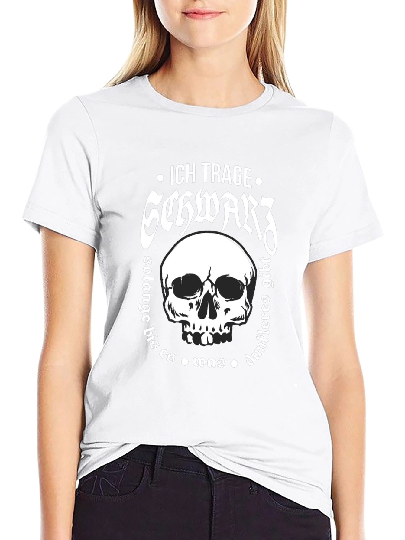 Ich Trage Schwarz Skull Graphic T-Shirt