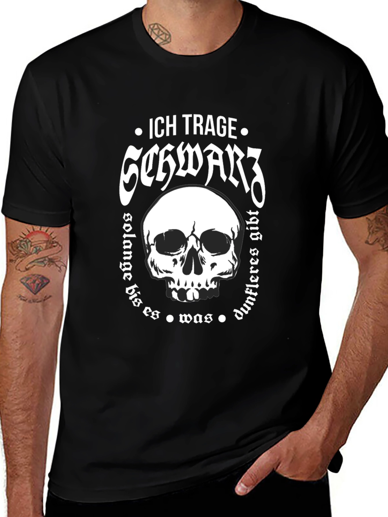 Ich Trage Schwarz Skull Graphic T-Shirt
