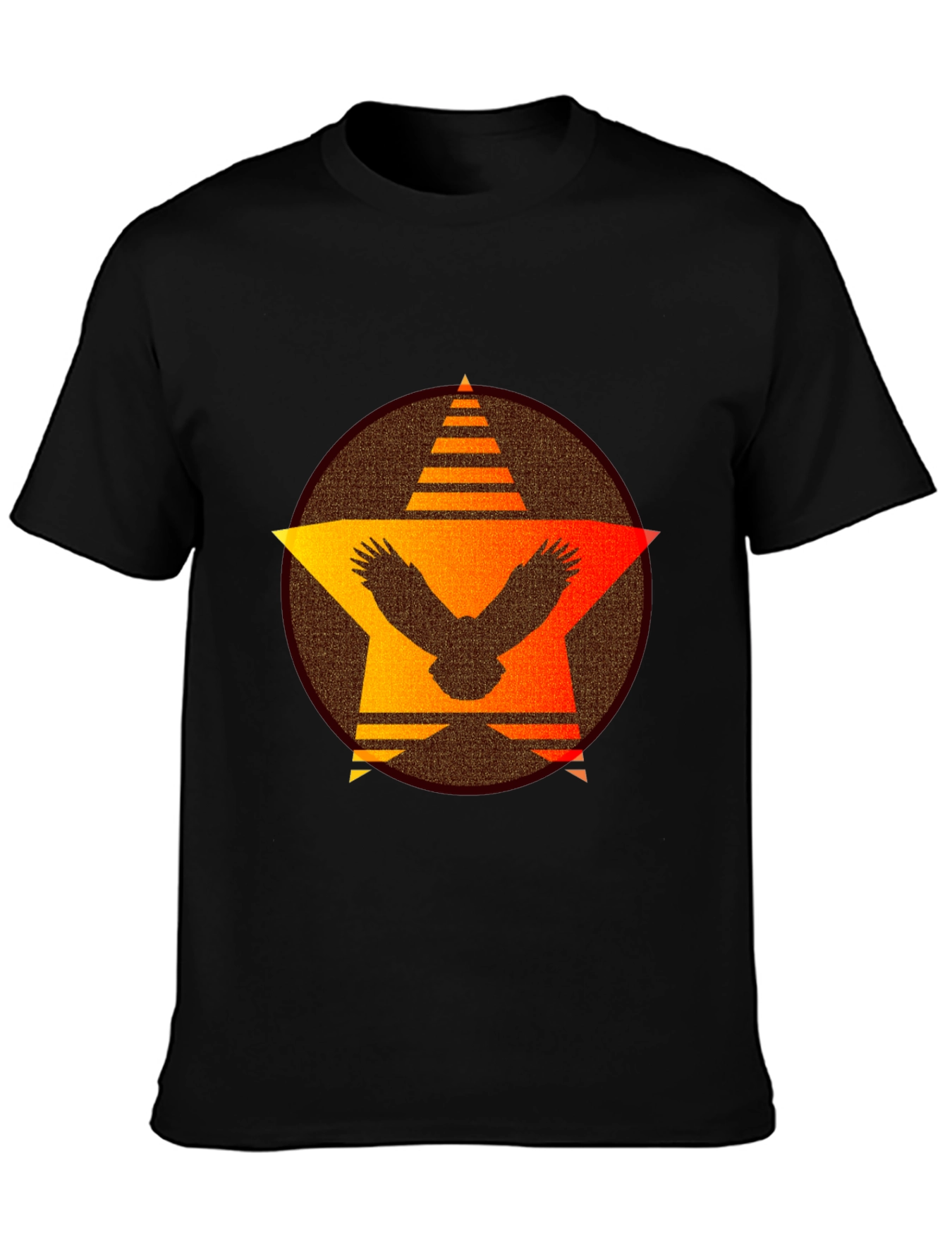 Sunset Eagle Star Graphic Tee - Black