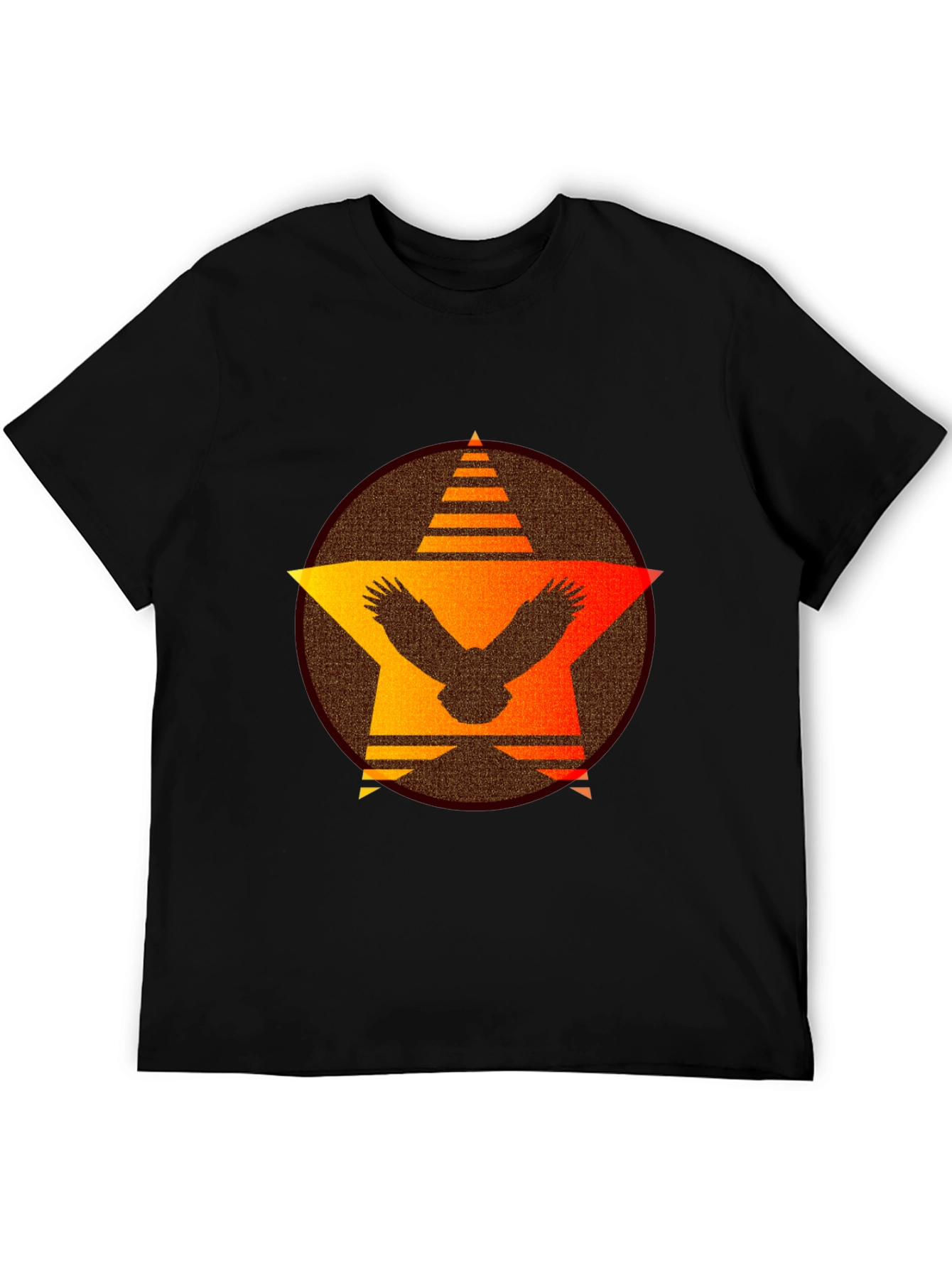 Sunset Eagle Star Graphic Tee - Black