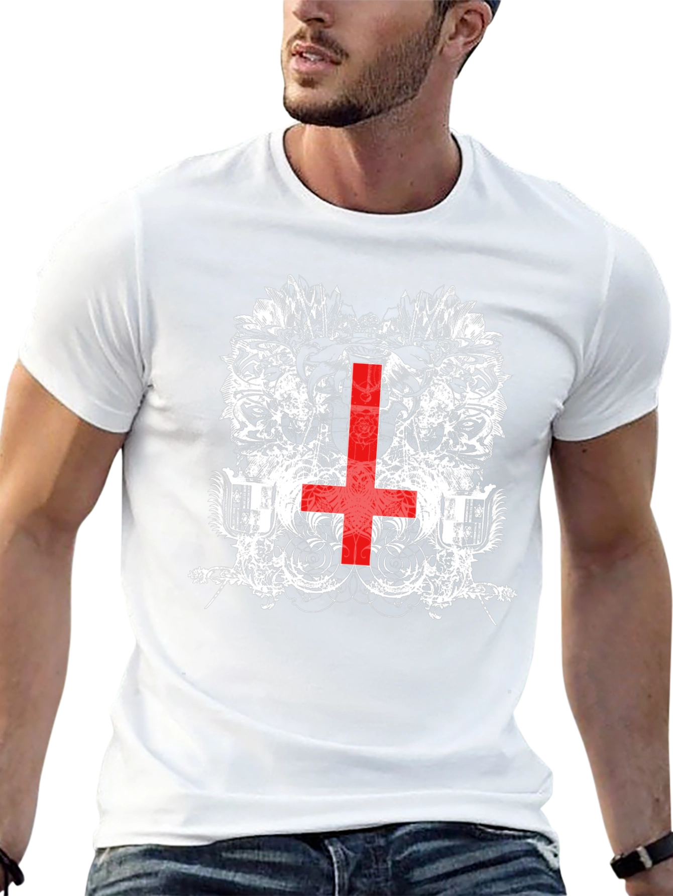 Inverted Cross Graphic Black T-Shirt